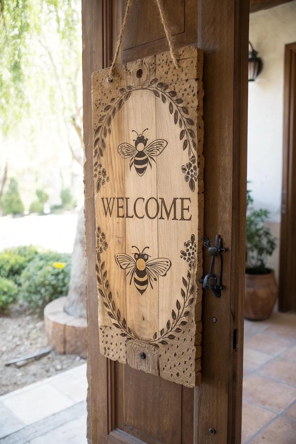 Welcome your guests with the charm of bees and the beauty of nature.
