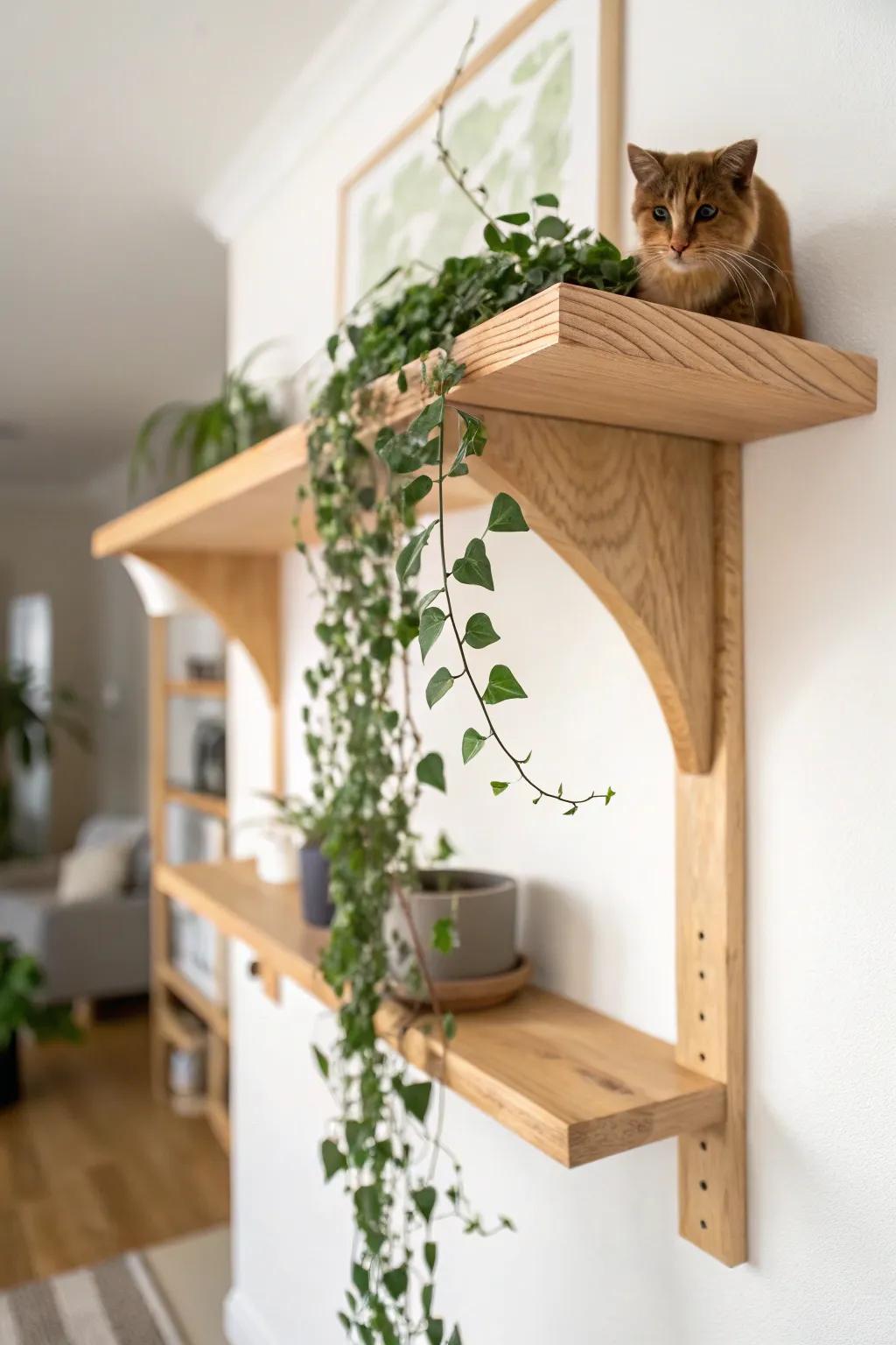 Elevate your space with stylish cat shelves that blend beautifully with your decor.