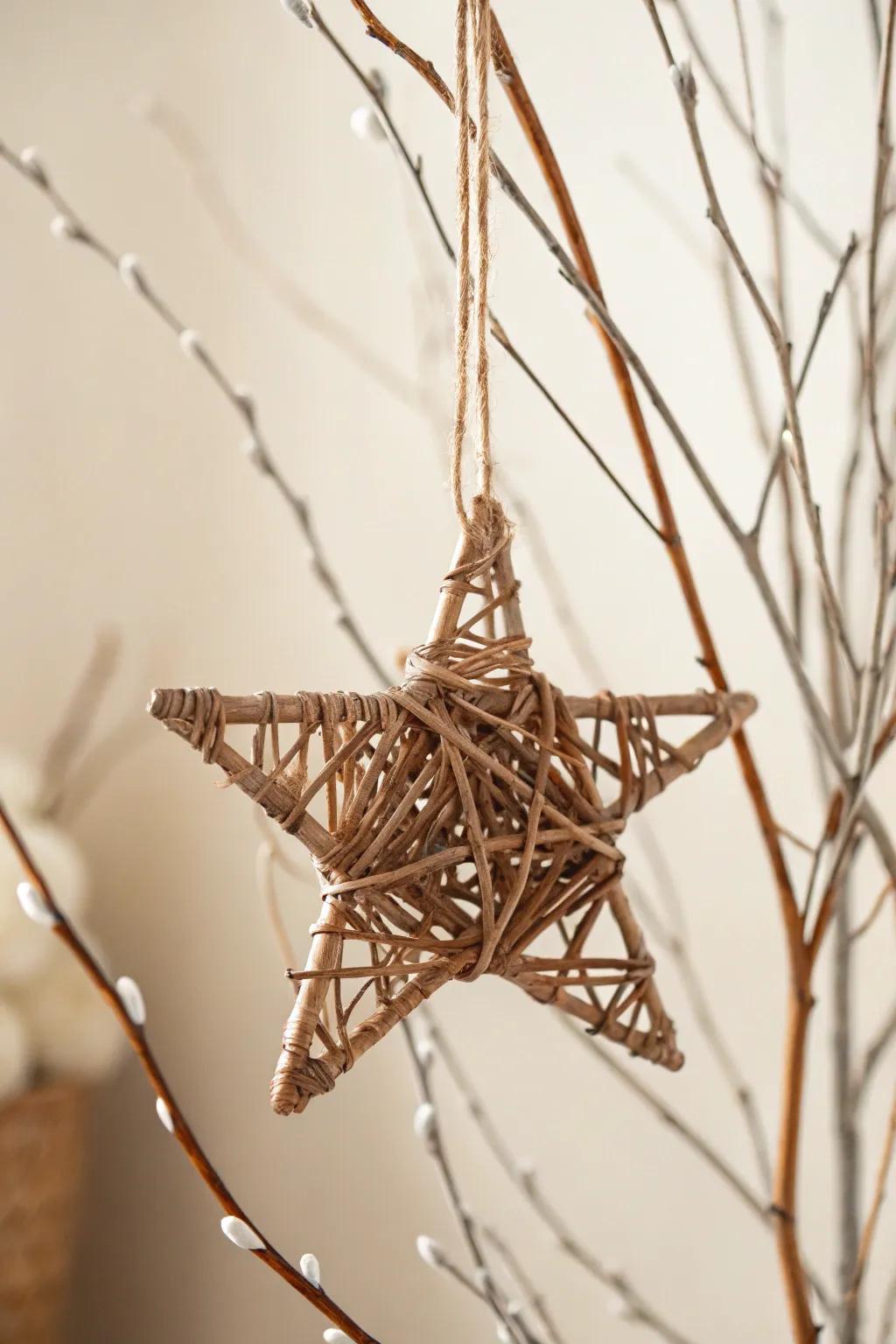 Bring nature indoors this Christmas with enchanting twig star ornaments.