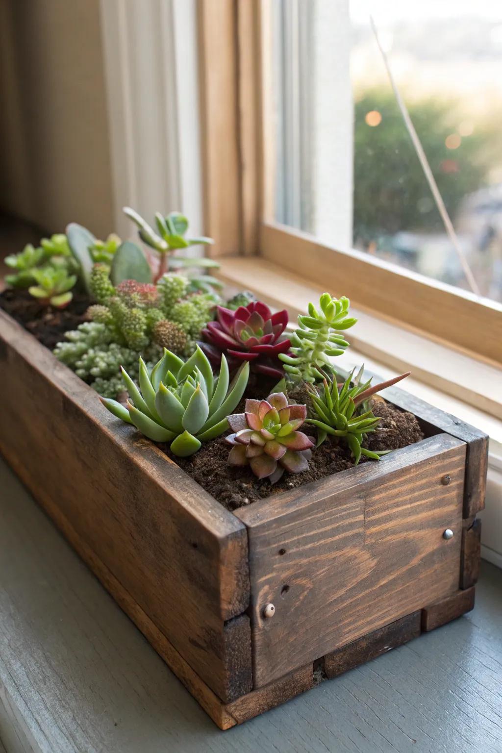 Elevate your space with a handcrafted cigar box succulent planter – where rustic charm meets lush greenery.