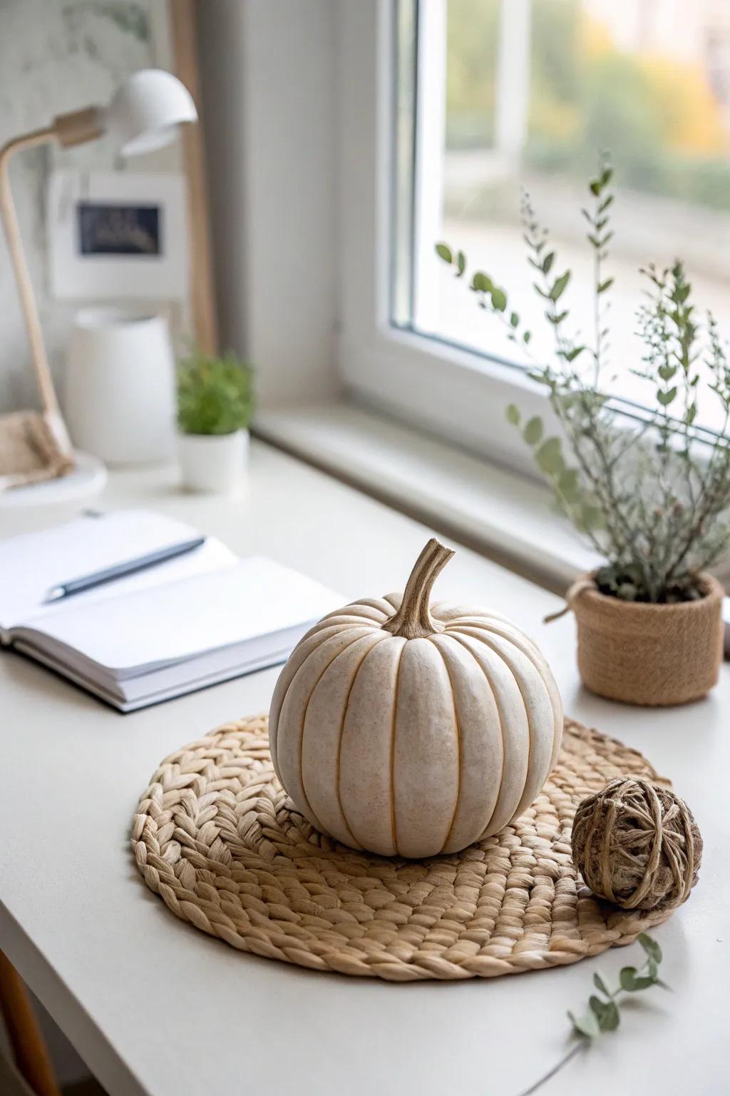 Elevate your workspace with a touch of autumn elegance—meet the perfect ceramic pumpkin centerpiece.
