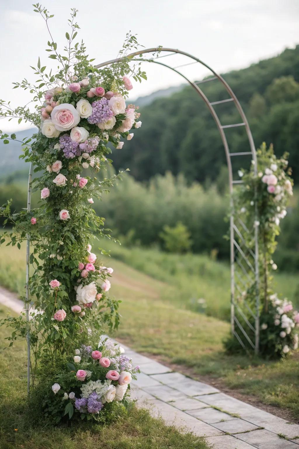 Step into a fairy tale with this enchanting floral arch, where simplicity meets natural elegance.