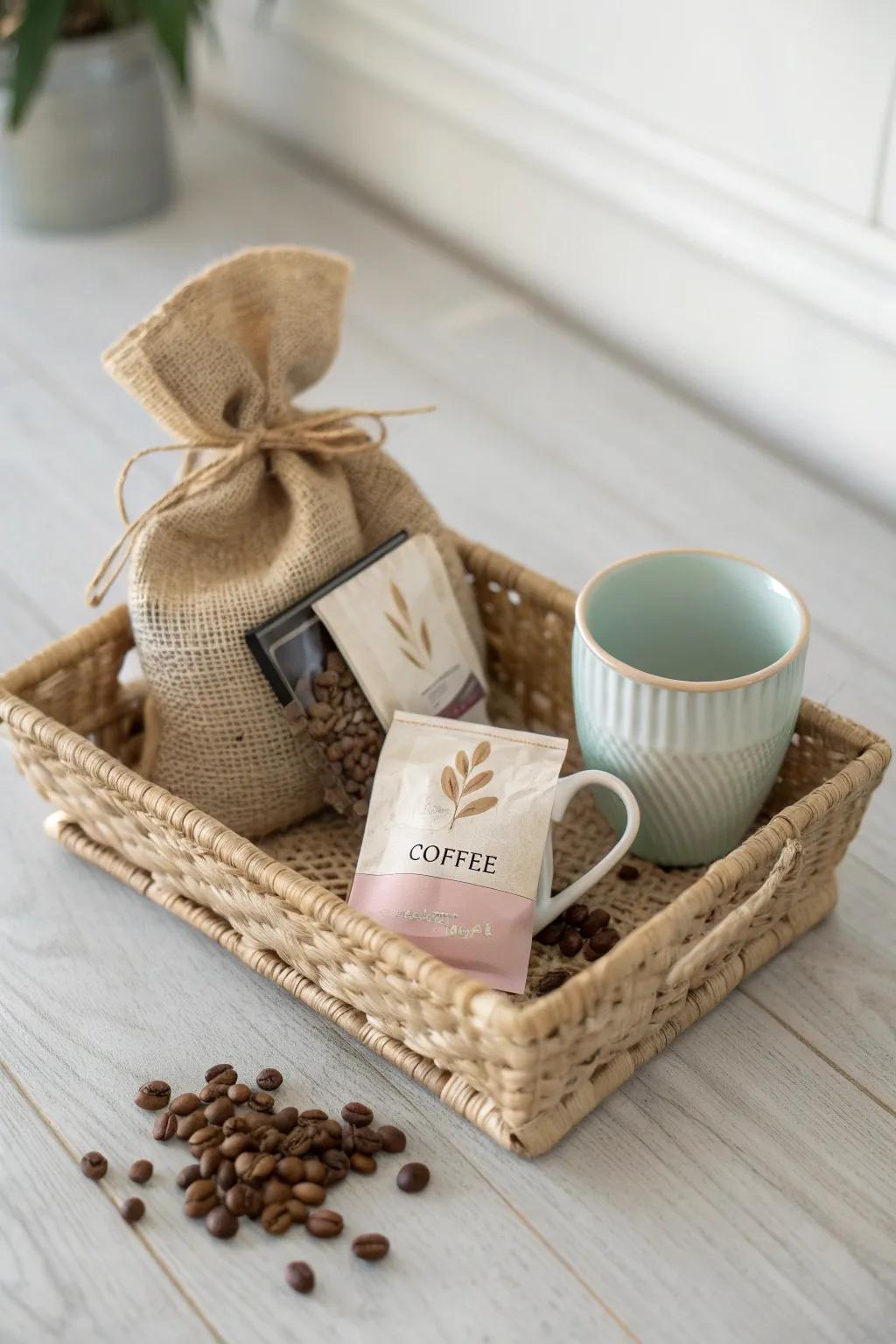 Delight in simplicity with this Coffee Lover's Dream gift basket, perfect for those who savor every sip.