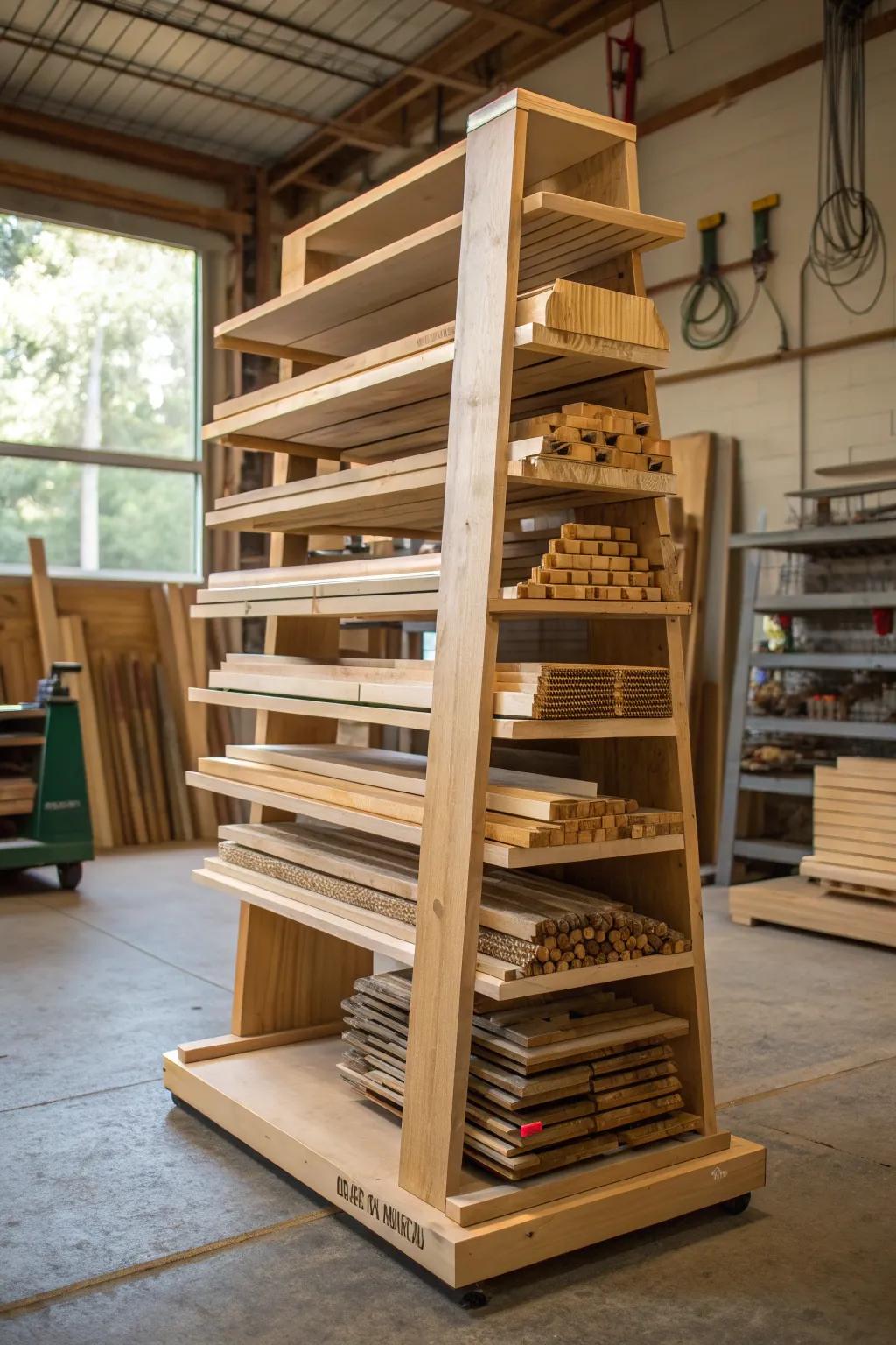 Elevate your workshop with this expertly crafted free-standing lumber rack—perfect for renters and woodworking enthusiasts alike.