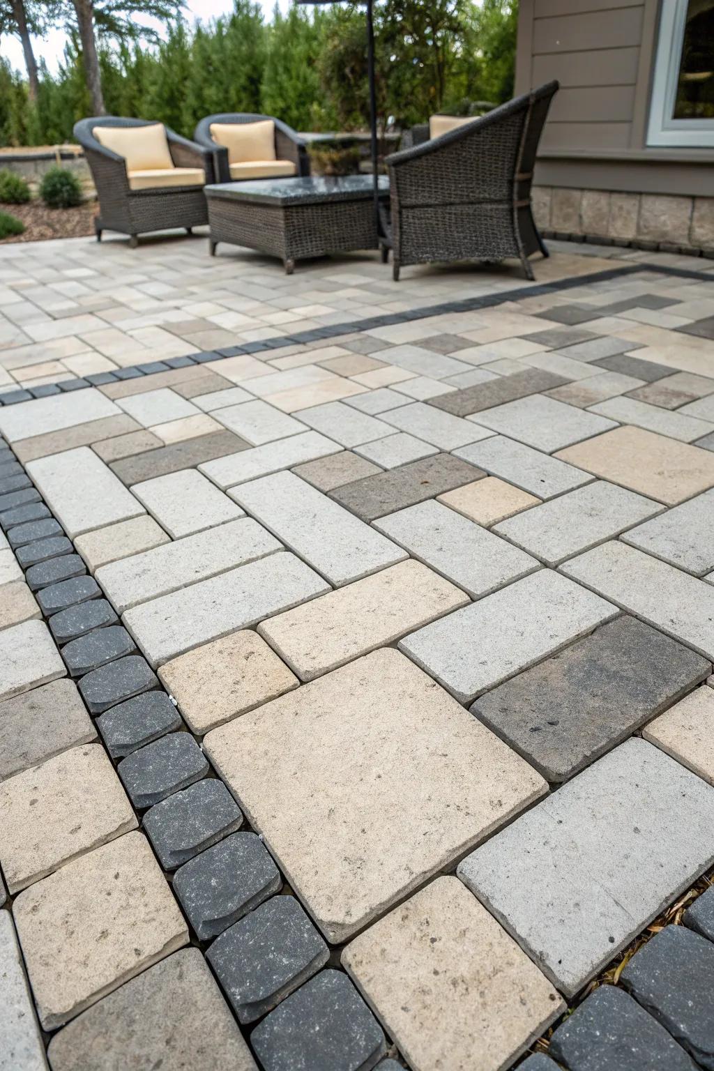 Transform your outdoor space with precision: Discover the elegance of geometric paver patterns.