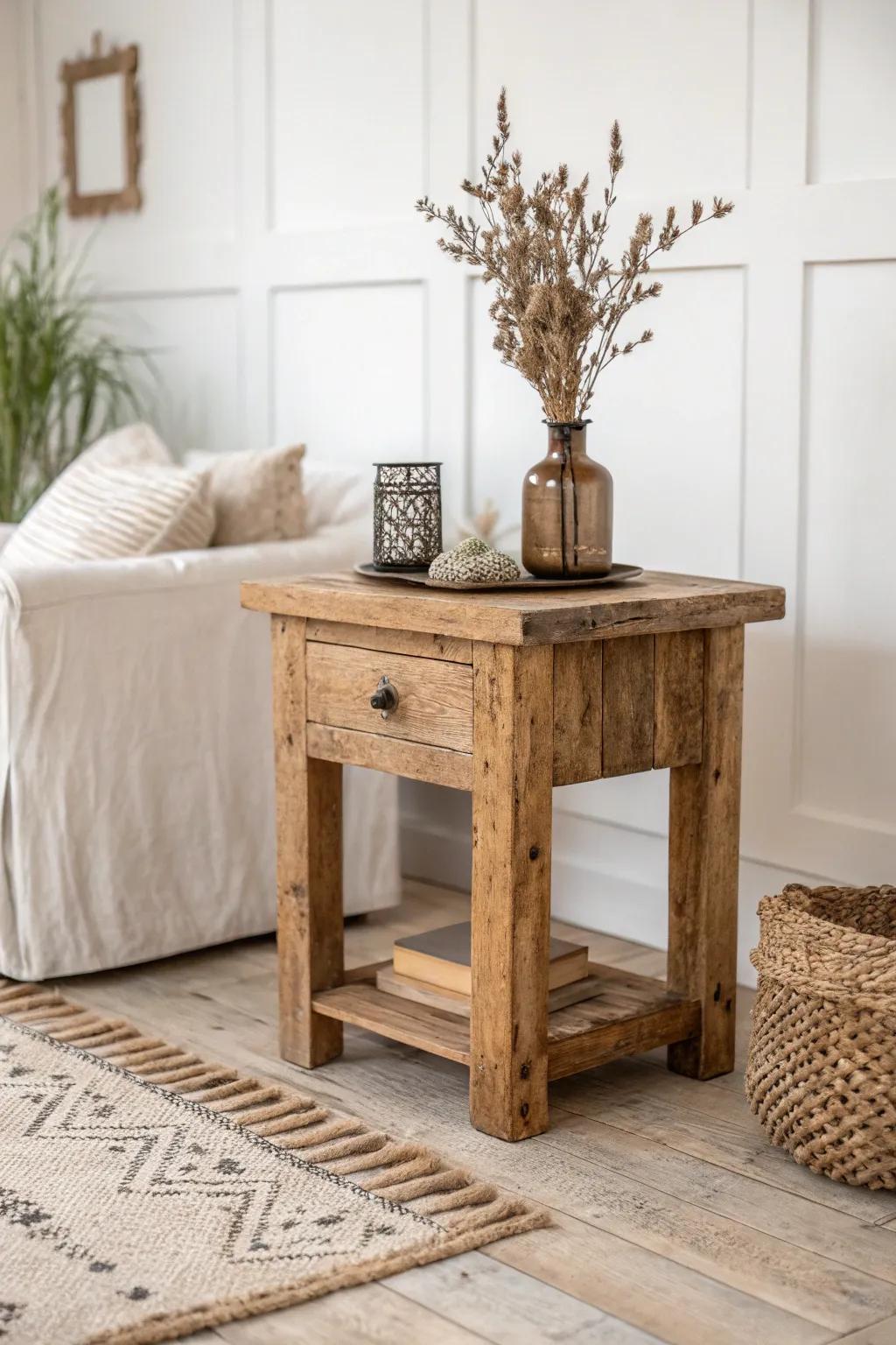 Embrace rustic charm with this DIY side table, where history meets minimalist elegance.