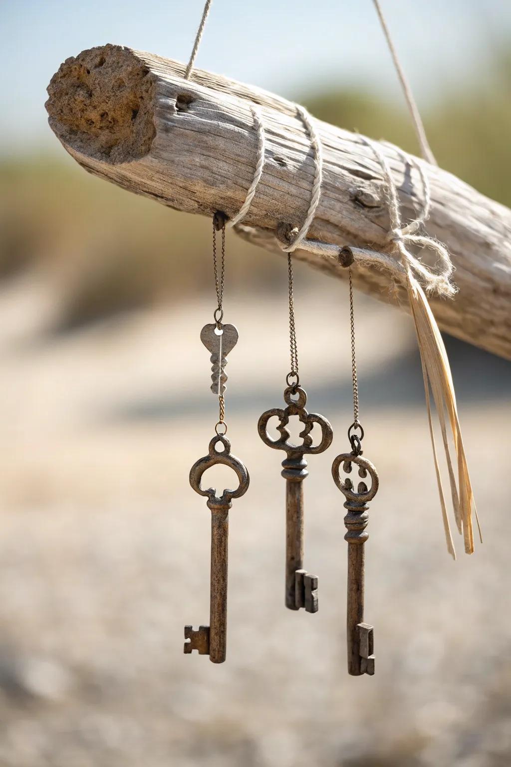 Unlock the melody of the wind with this charming key wind chime.