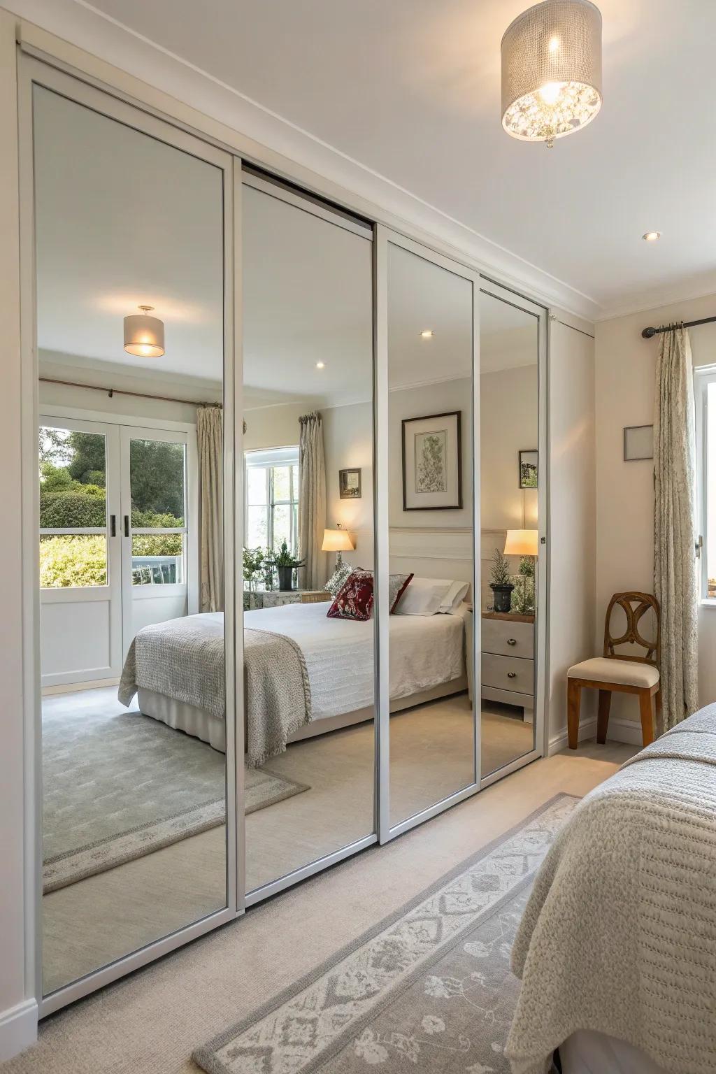 Mirror doors can transform your closet into a dual-purpose element.