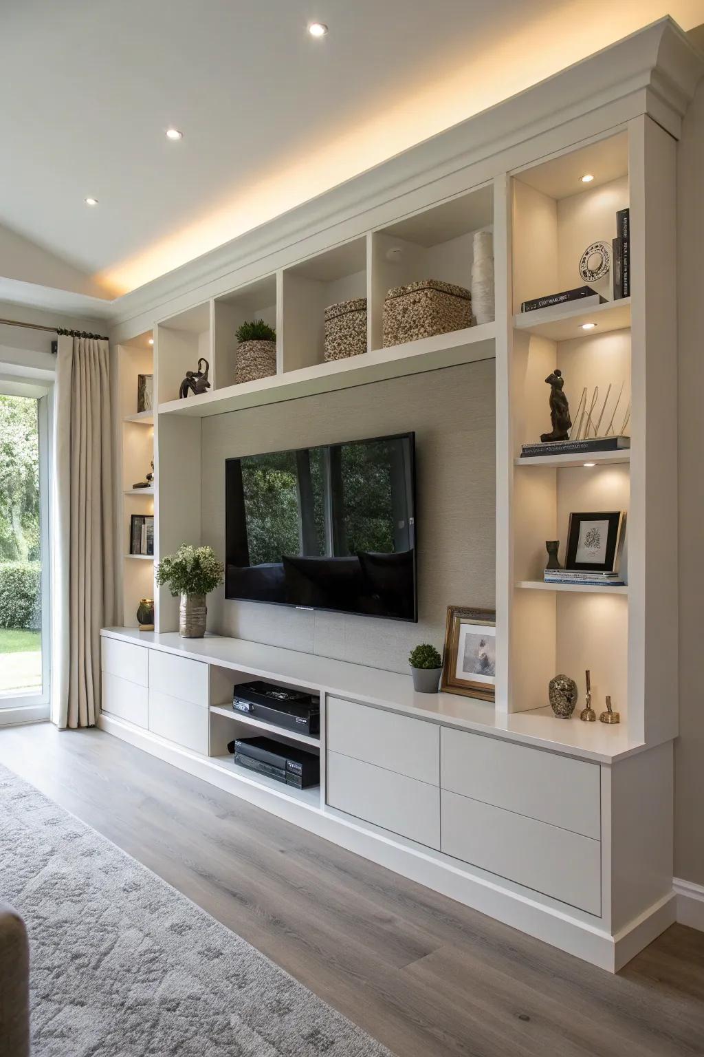 Elevate your space with a custom drywall TV unit that blends style with functionality.