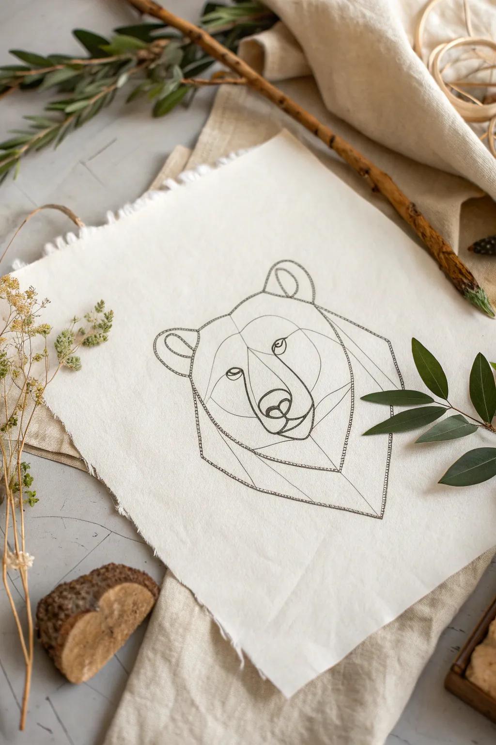 Embrace simplicity with this minimalist bear sketch, perfect for quick, impactful art.