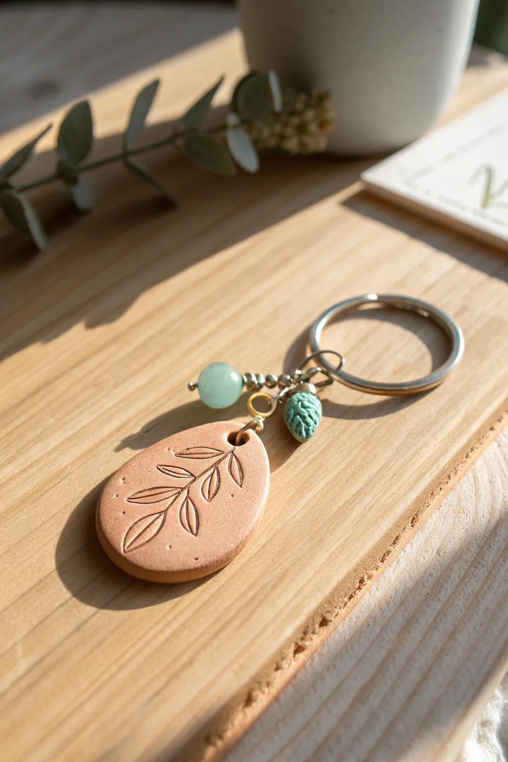 Elevate your everyday routine with a uniquely crafted clay keychain, a perfect blend of minimalist style and personal charm.