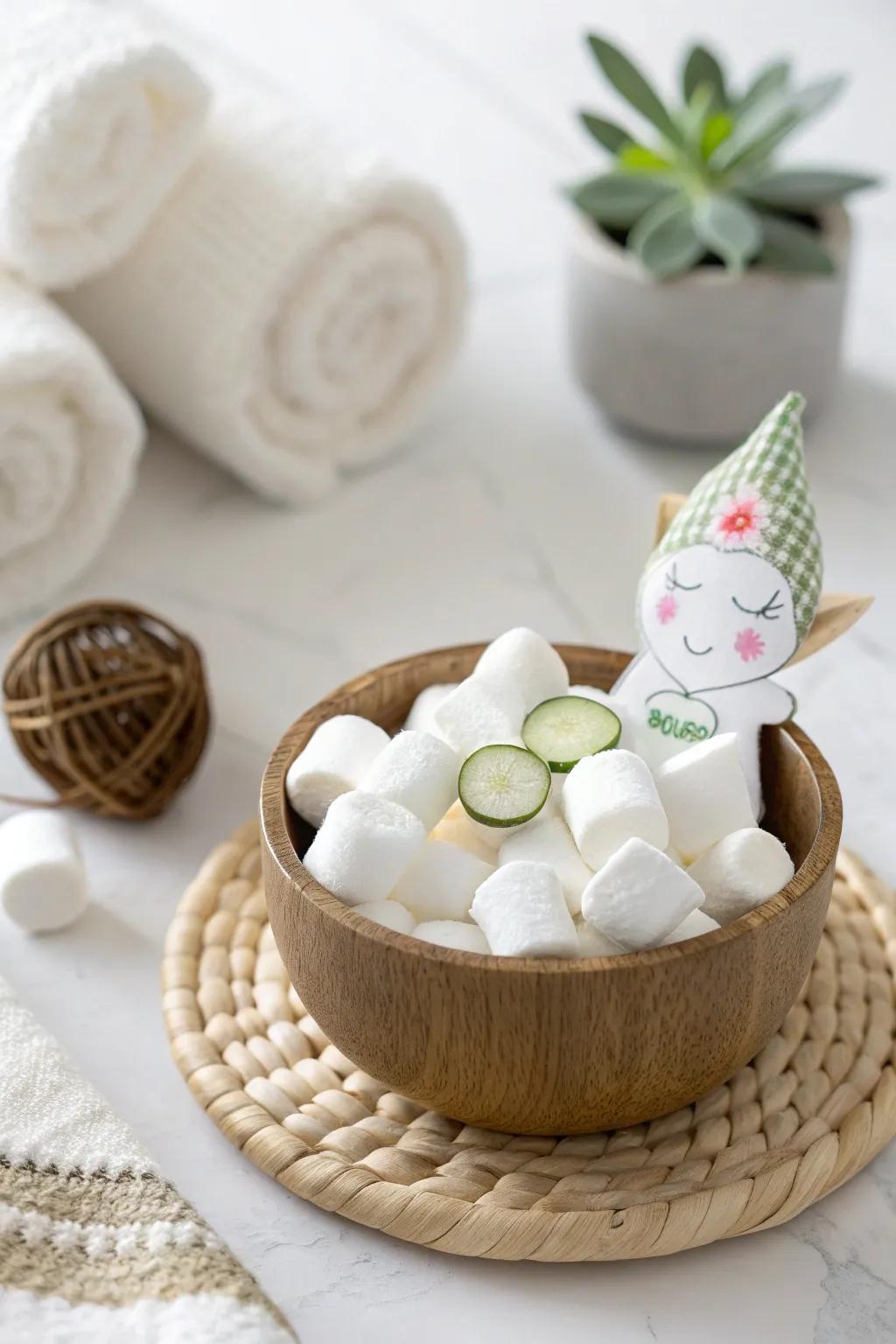 Indulge your elf in a marshmallow spa day for ultimate relaxation and whimsy!