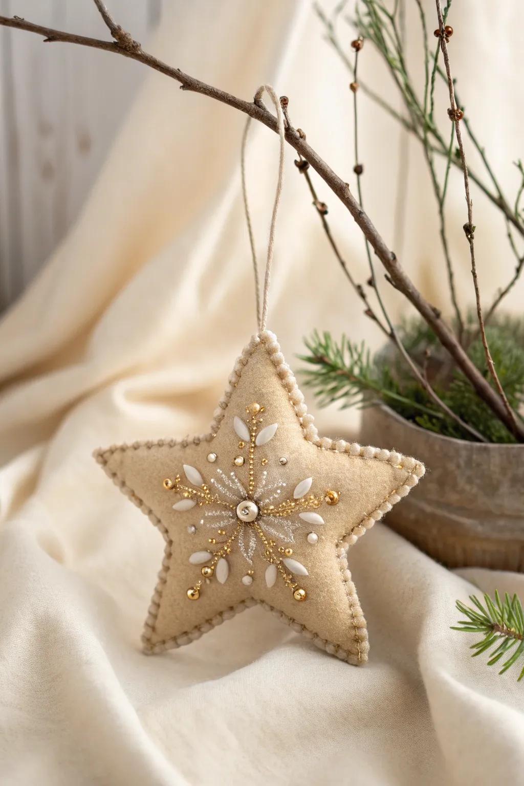 Add a touch of handcrafted elegance to your holiday decor with these simple yet stunning felt ornaments.