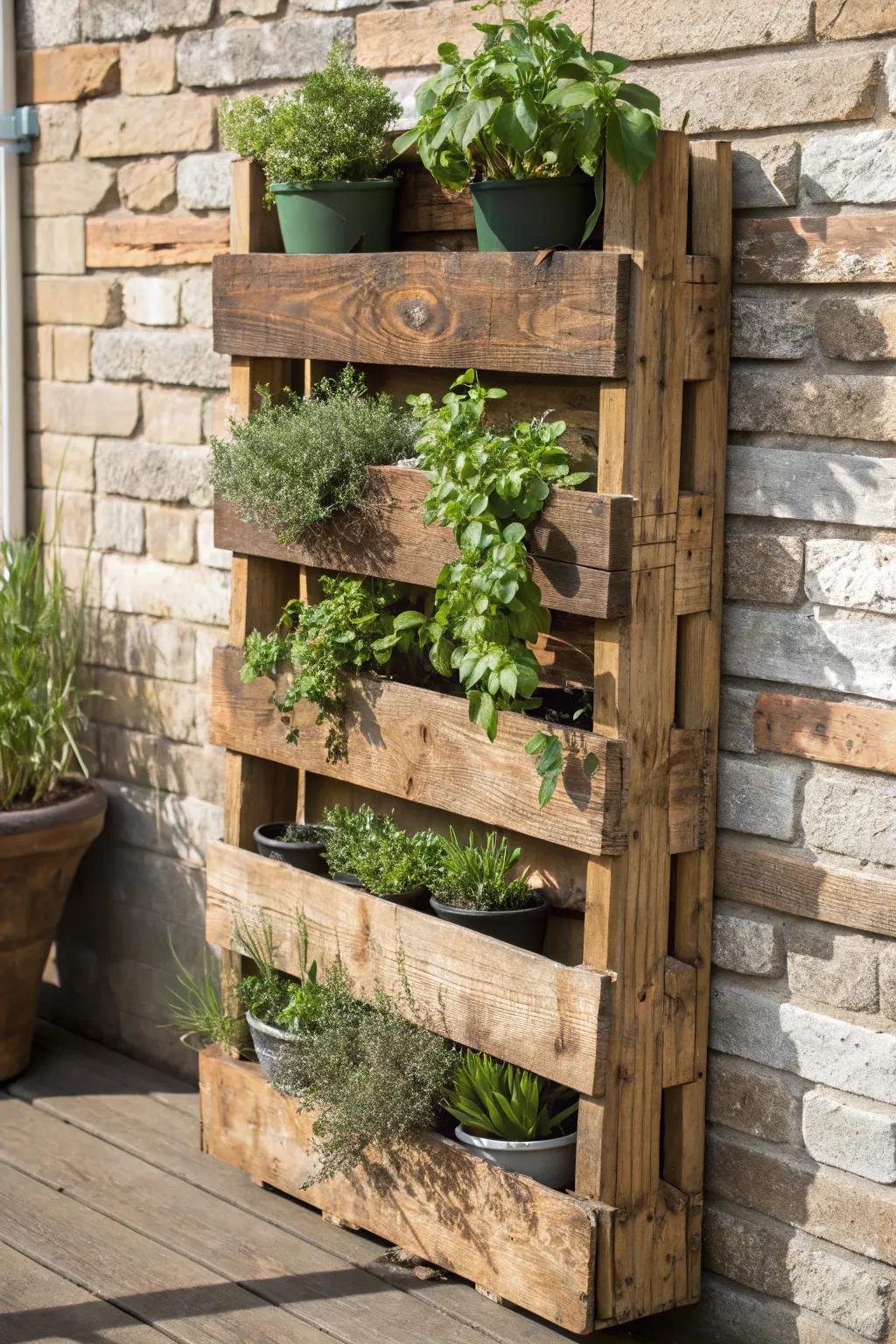 Elevate your green thumb with a handcrafted vertical herb garden—where rustic charm meets fresh flavors.