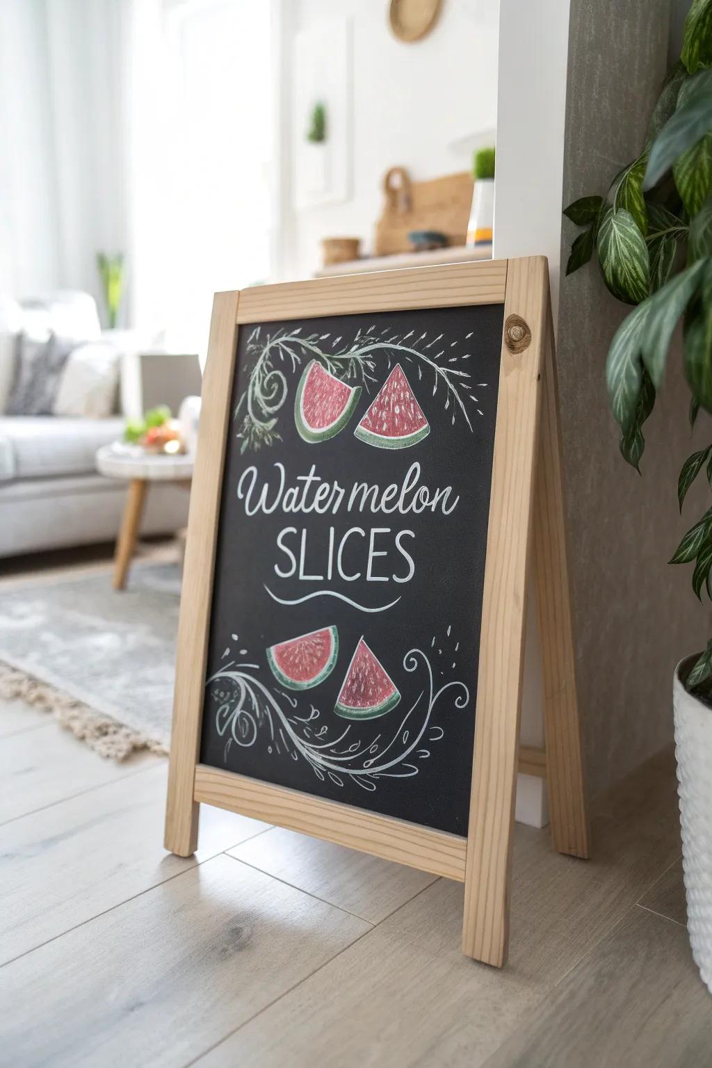 Transform your space into a Watermelon Wonderland with this charming and simple chalkboard art!