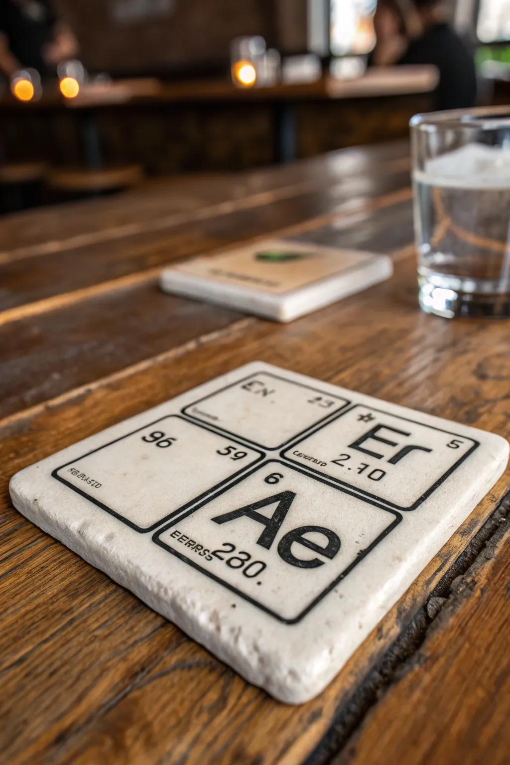 Elevate your coffee table with handcrafted element-themed coasters that perfectly blend geek chic with sophisticated craftsmanship.