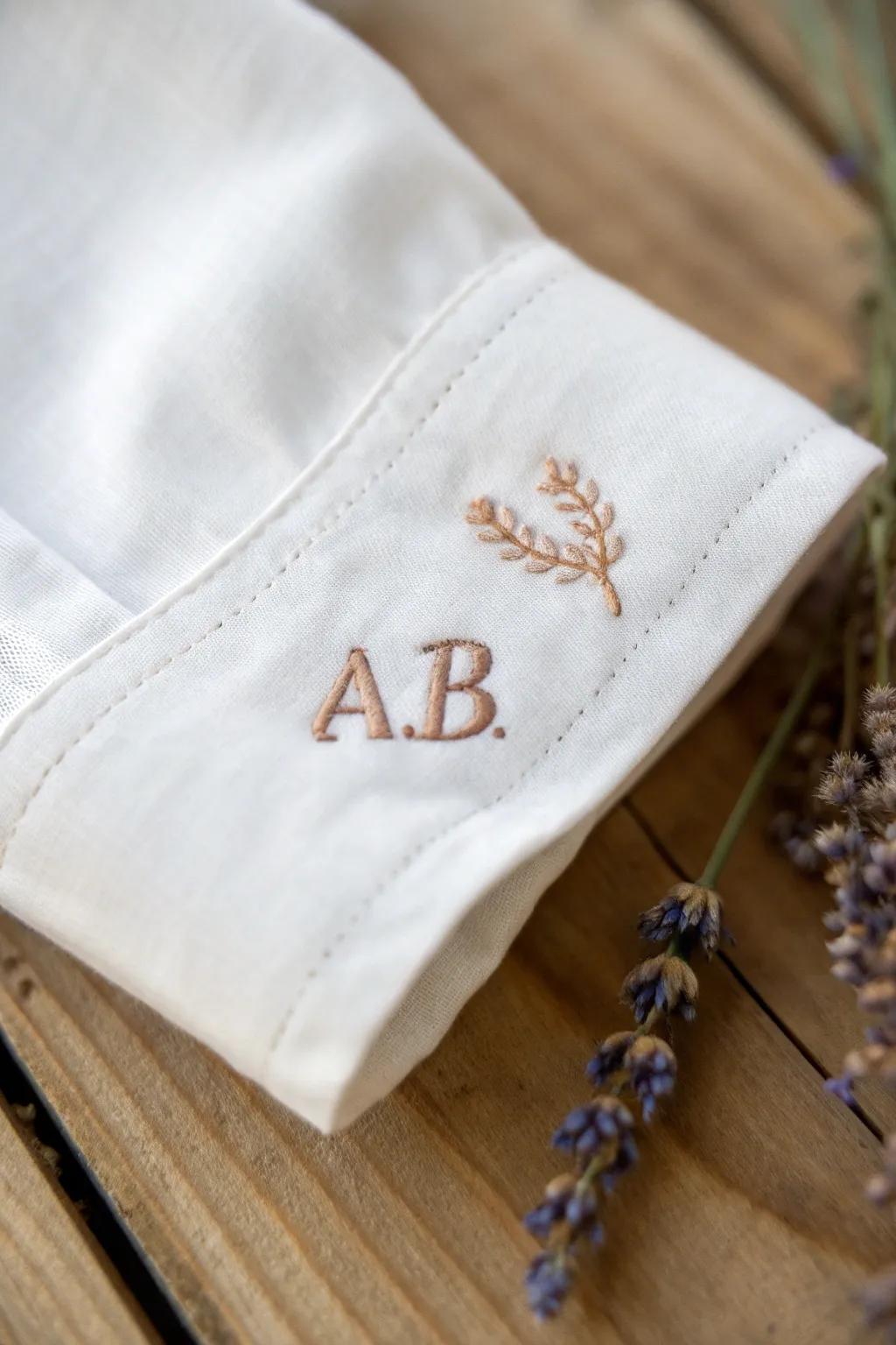 Personalize your wardrobe with beautifully embroidered initials for a touch of elegance and individuality.