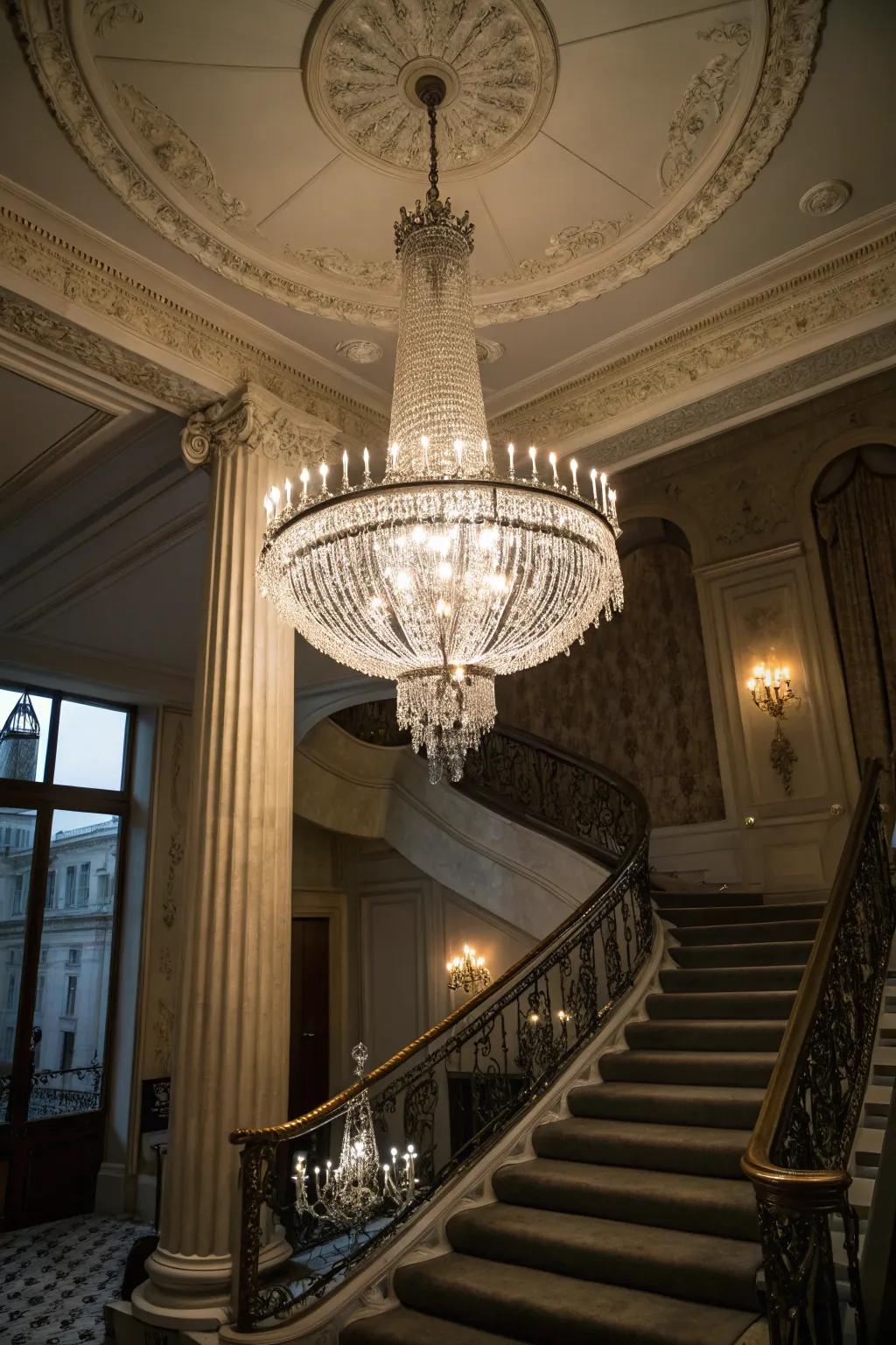 A statement chandelier adds elegance to your entryway.