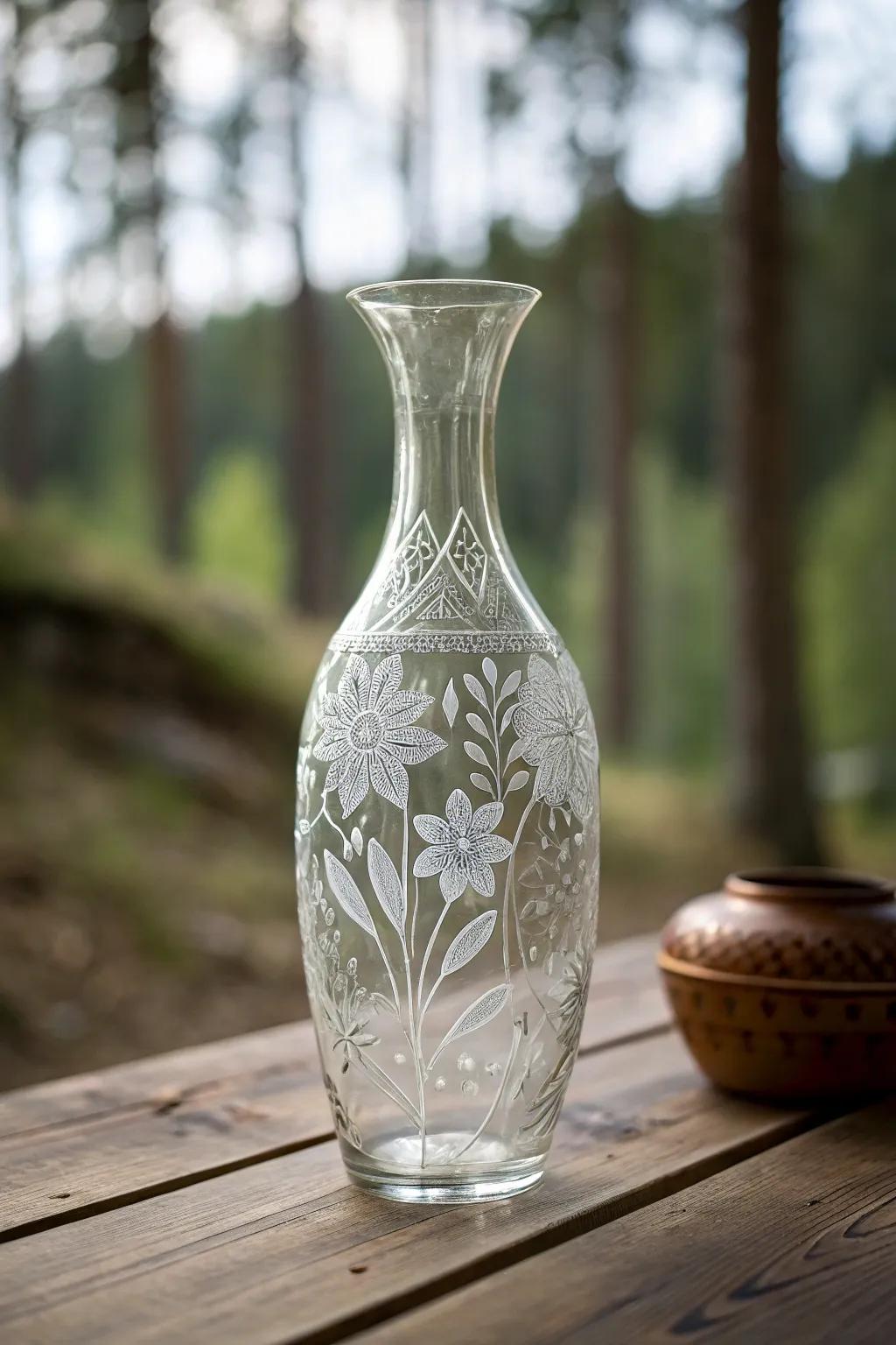 Capture the essence of nature with elegantly etched floral designs.