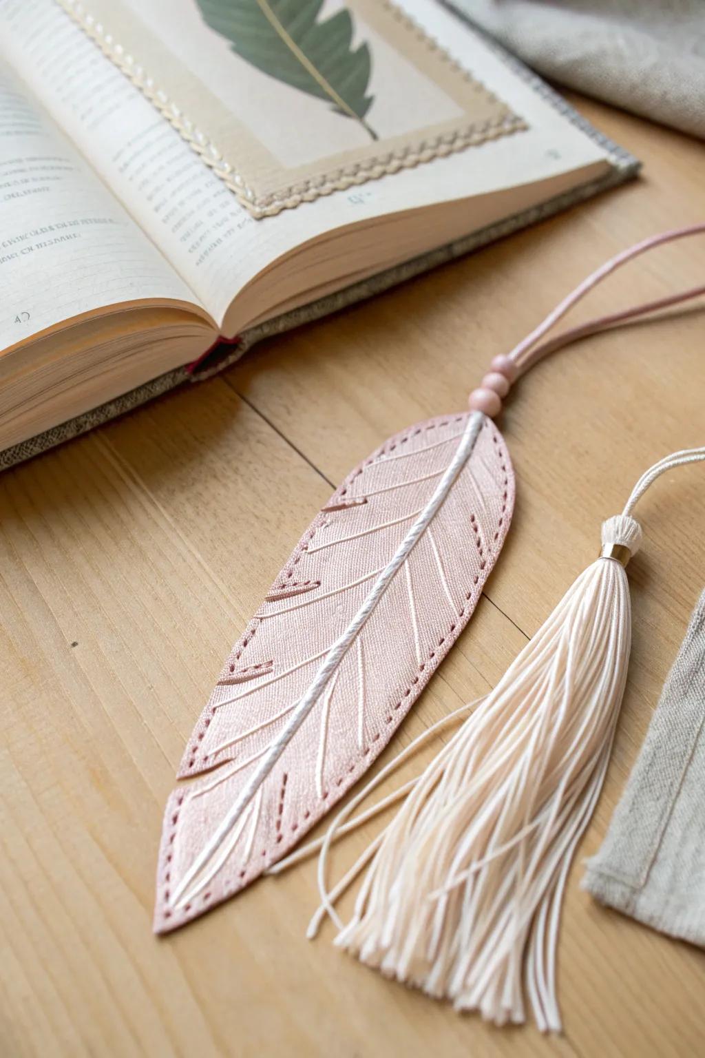 Elevate your reading experience with this chic faux leather leaf bookmark, where simplicity meets elegance.