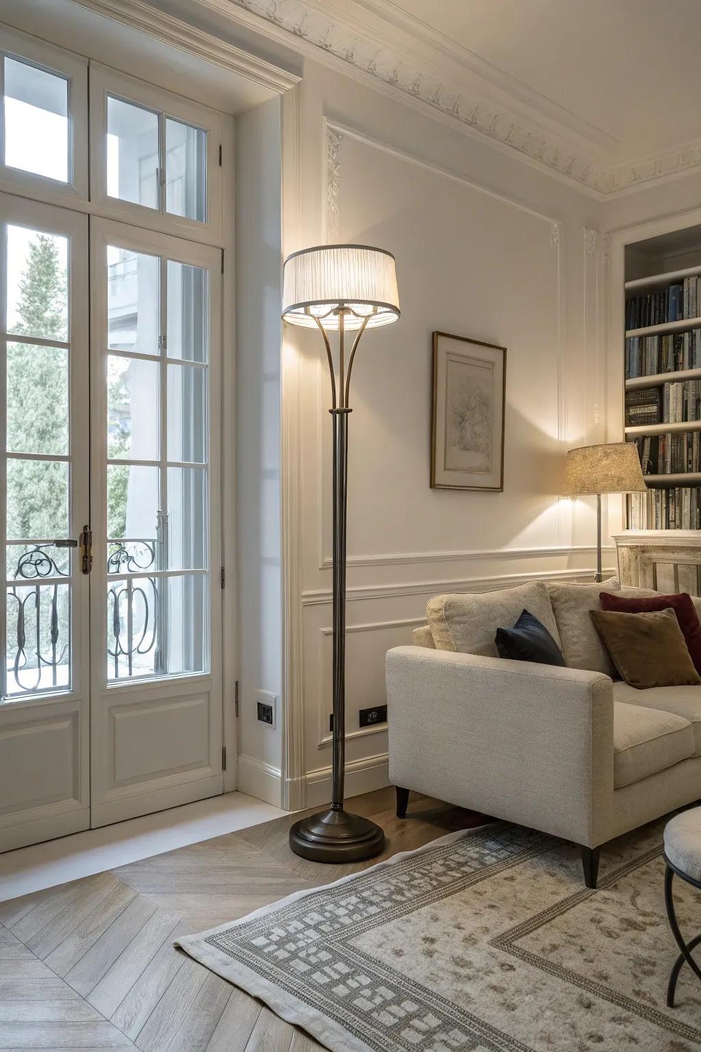Embrace the elegance of minimalism with a sleek, modern floor lamp.