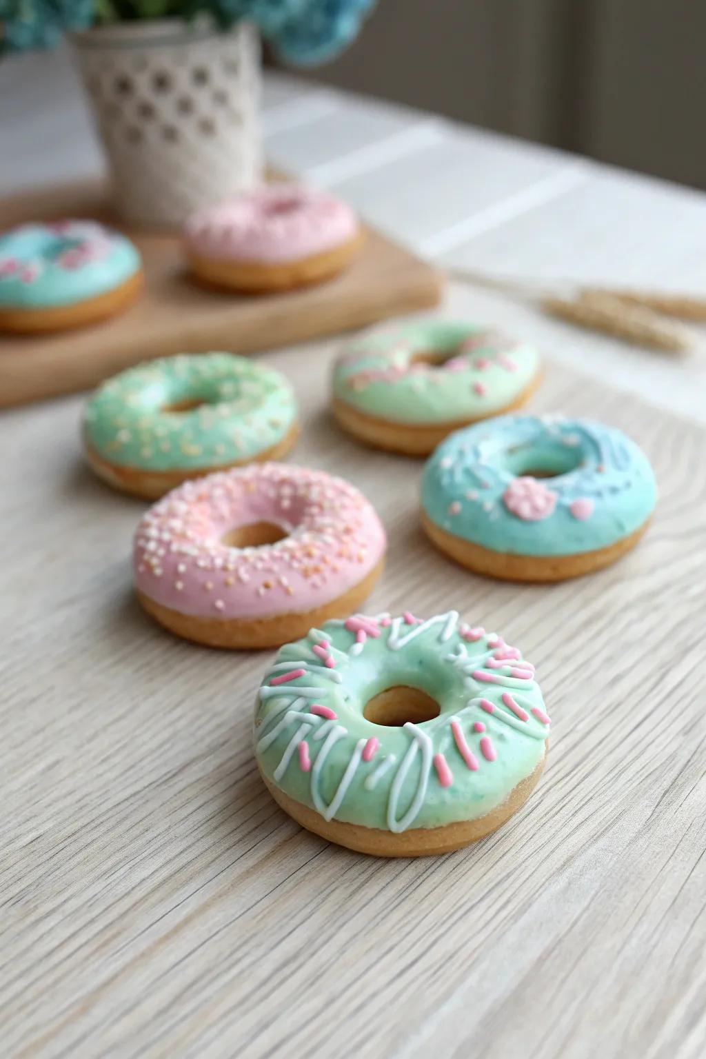 Delight in the artistry of colorful clay donuts—sweetness without the calories!