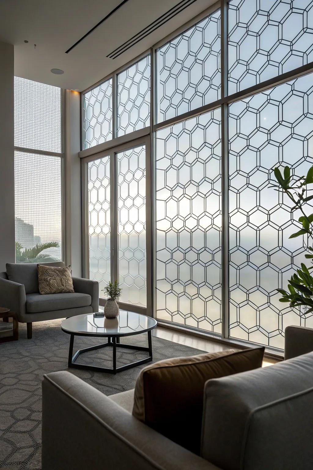 Add a modern flair with geometric frosted designs.