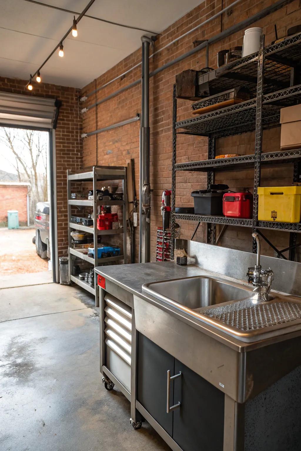 Sleek and durable, a stainless steel sink adds a modern touch.