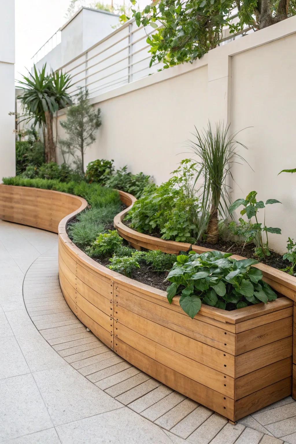 Embrace the elegance of curves in your garden with this stunning, handcrafted design.