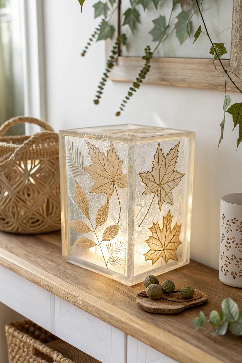 Embrace the seasons with elegant etched glass blocks - a minimalist touch for your home decor.