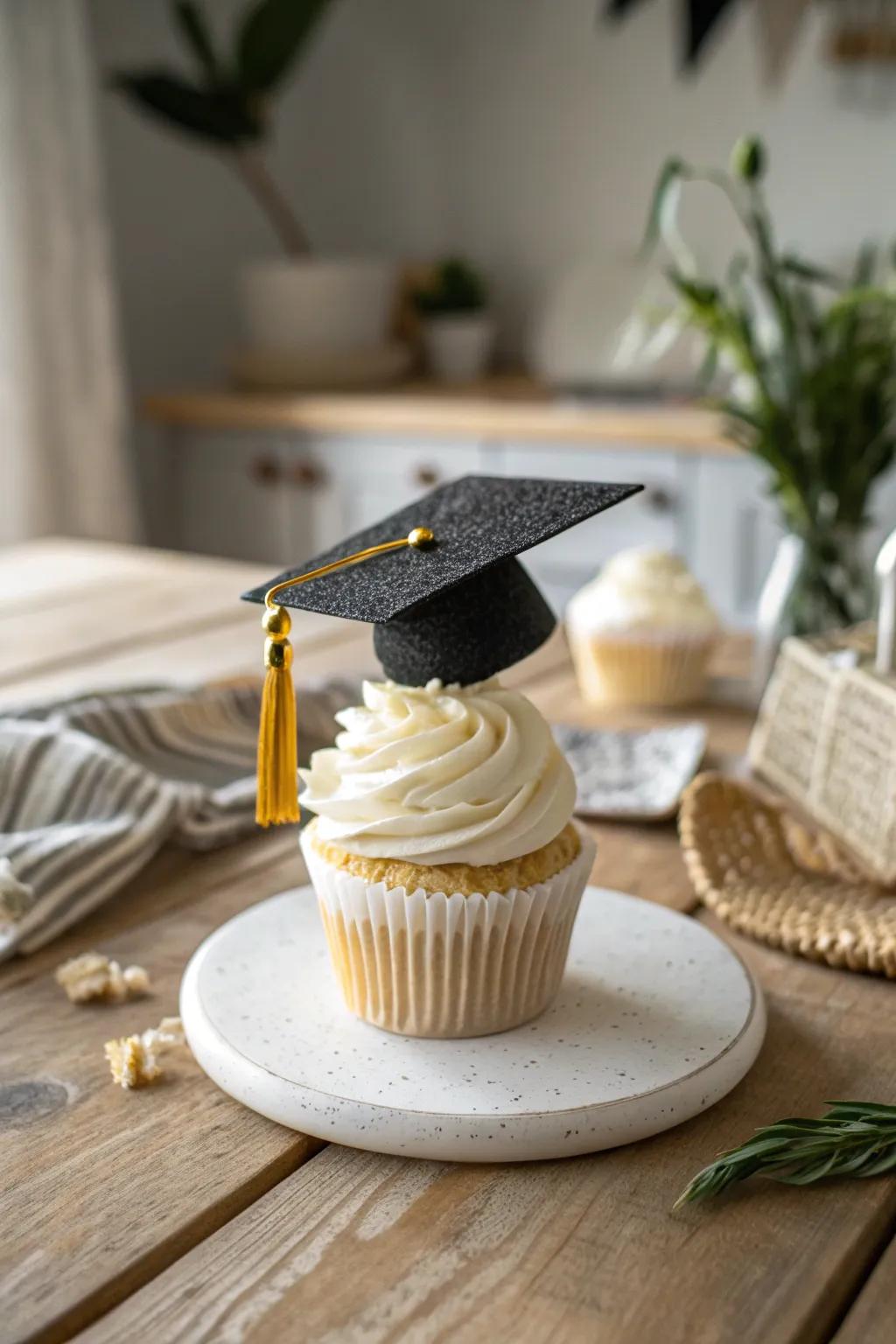Celebrate in style with these charming graduation cap cupcake toppers—perfect for adding a touch of elegance to your dessert table!