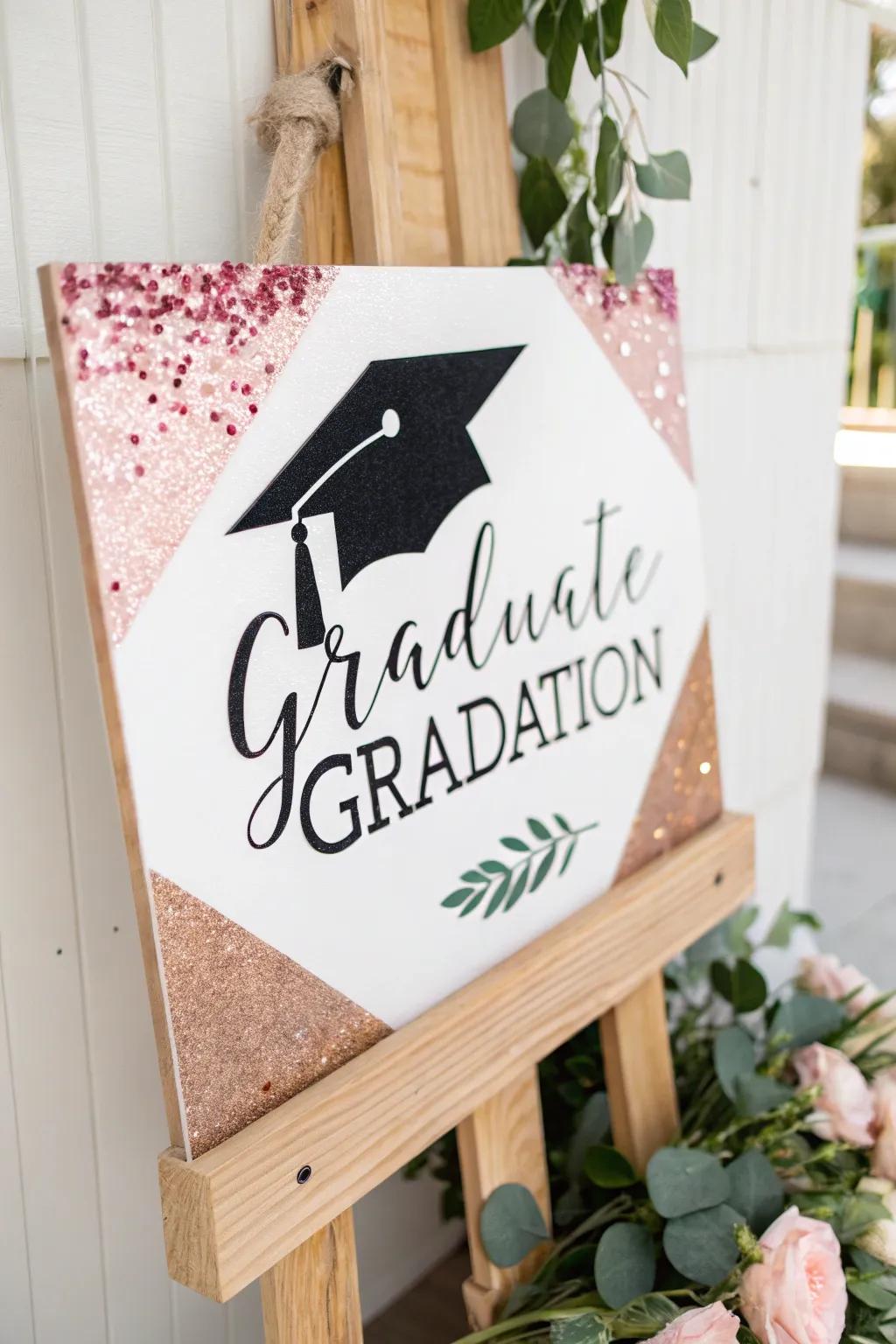 Celebrate in style with this chic, handcrafted graduation sign—where school spirit meets minimalist elegance!