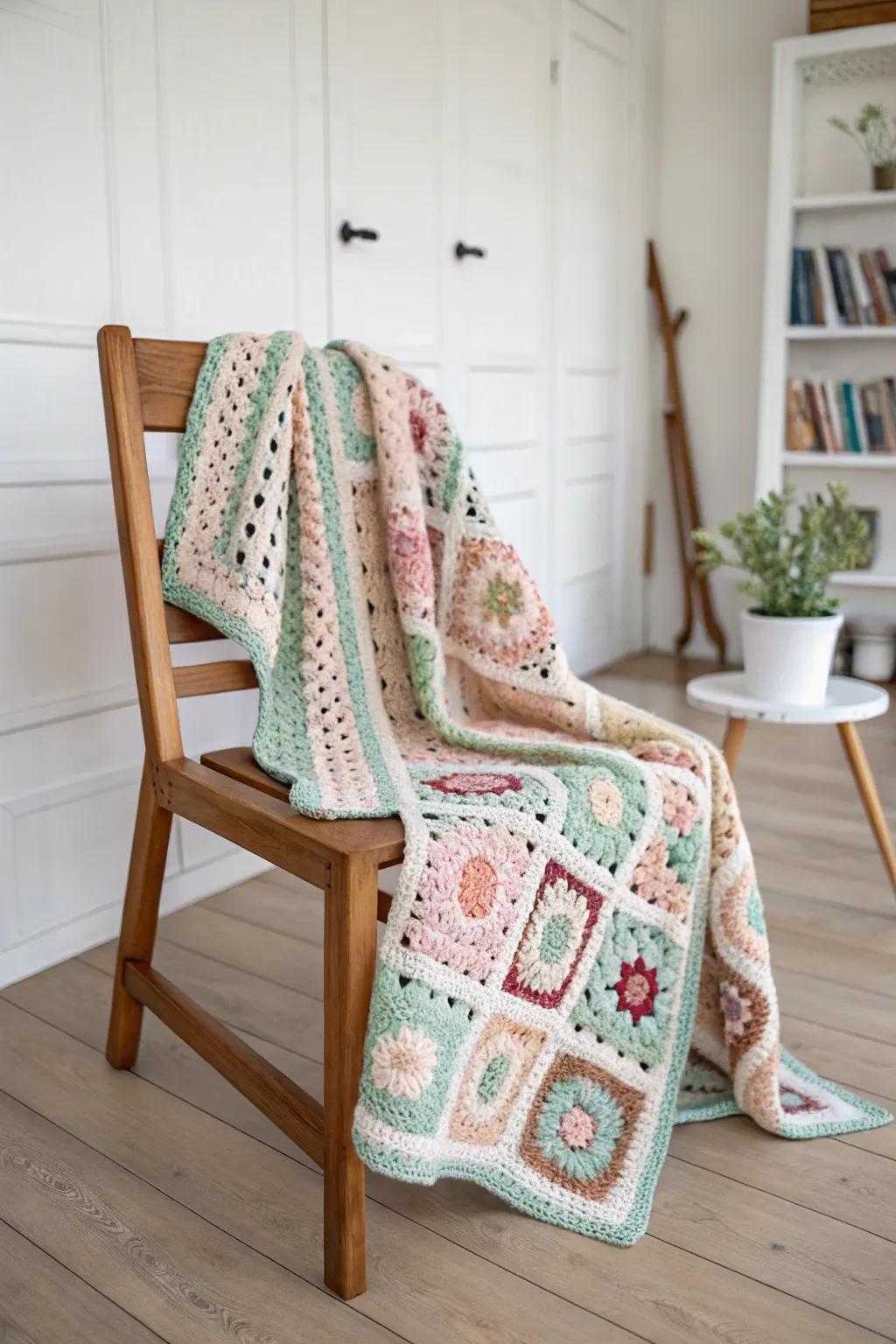 Embrace effortless style with this chic granny square cardigan—perfect for a vibrant touch to any outfit.