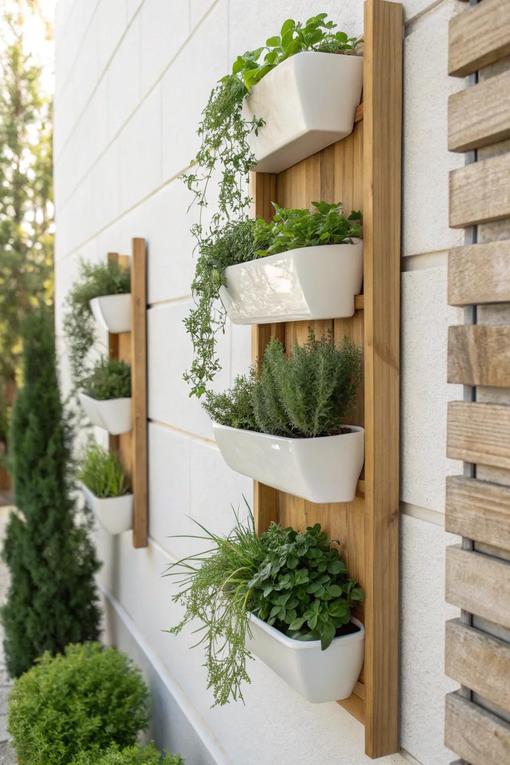 Transform your space with a stunning vertical herb wall—where simplicity meets natural elegance.