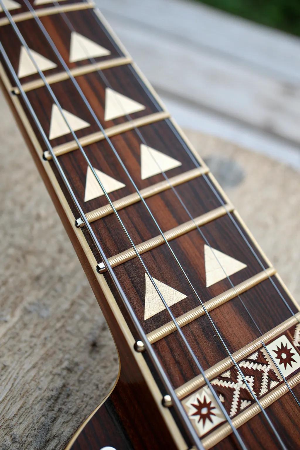 Artistry in Geometry: Elevate your guitar's design with bold, modern inlays.