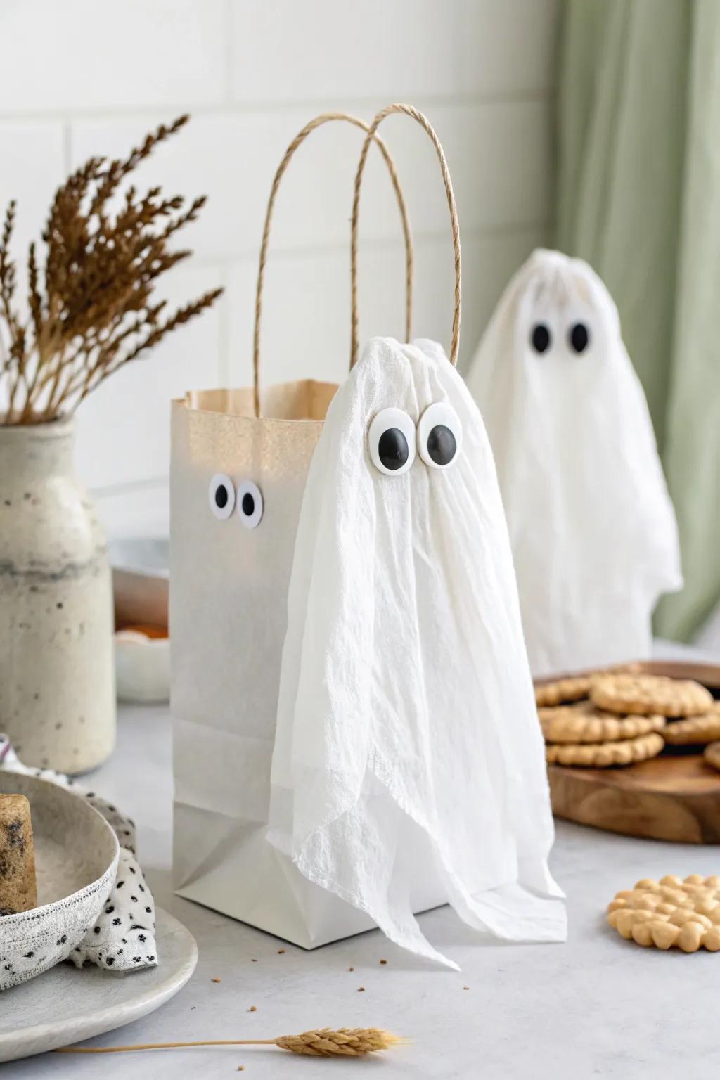 Elevate your Halloween with these charming ghost bags, blending simplicity with a hauntingly beautiful touch!