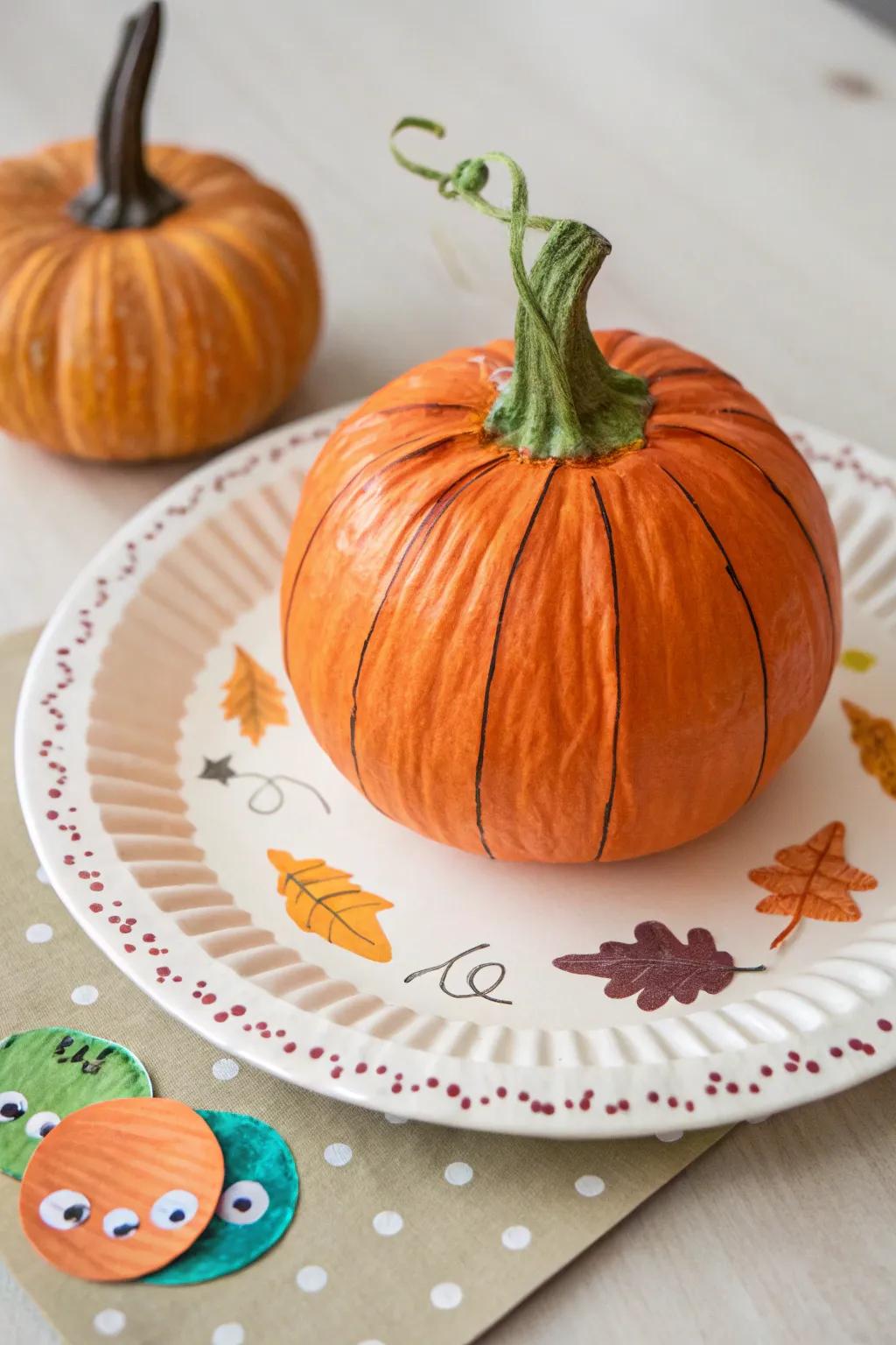 Crafting pumpkin magic with paper plates – perfect for tiny hands and big imaginations!