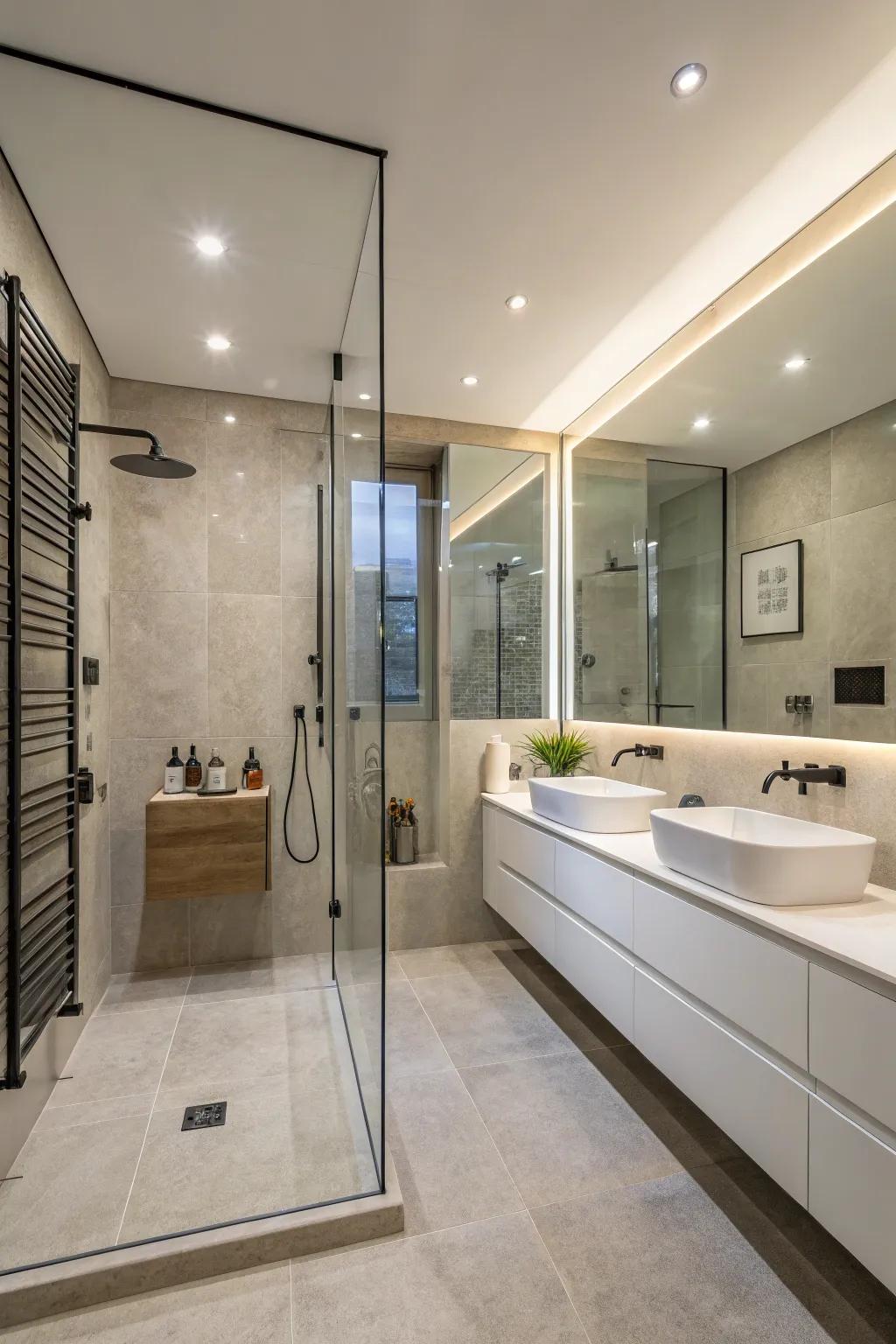 A curbless design for a sleek and safe bathroom experience.