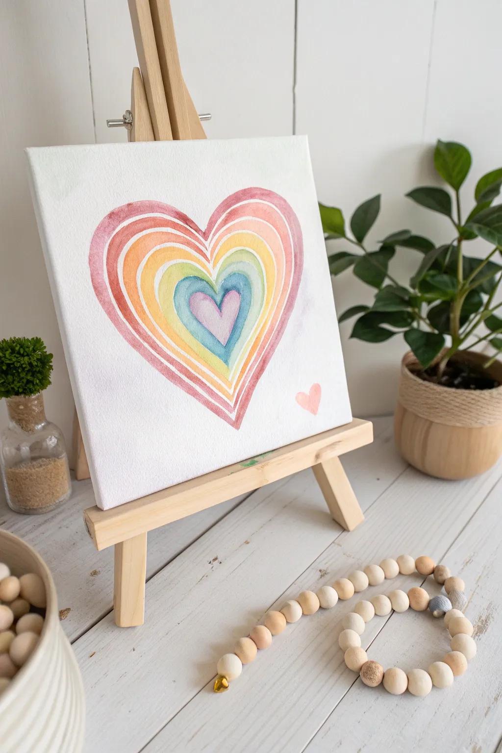Bring a touch of ethereal beauty into your space with these dreamy rainbow watercolor hearts.