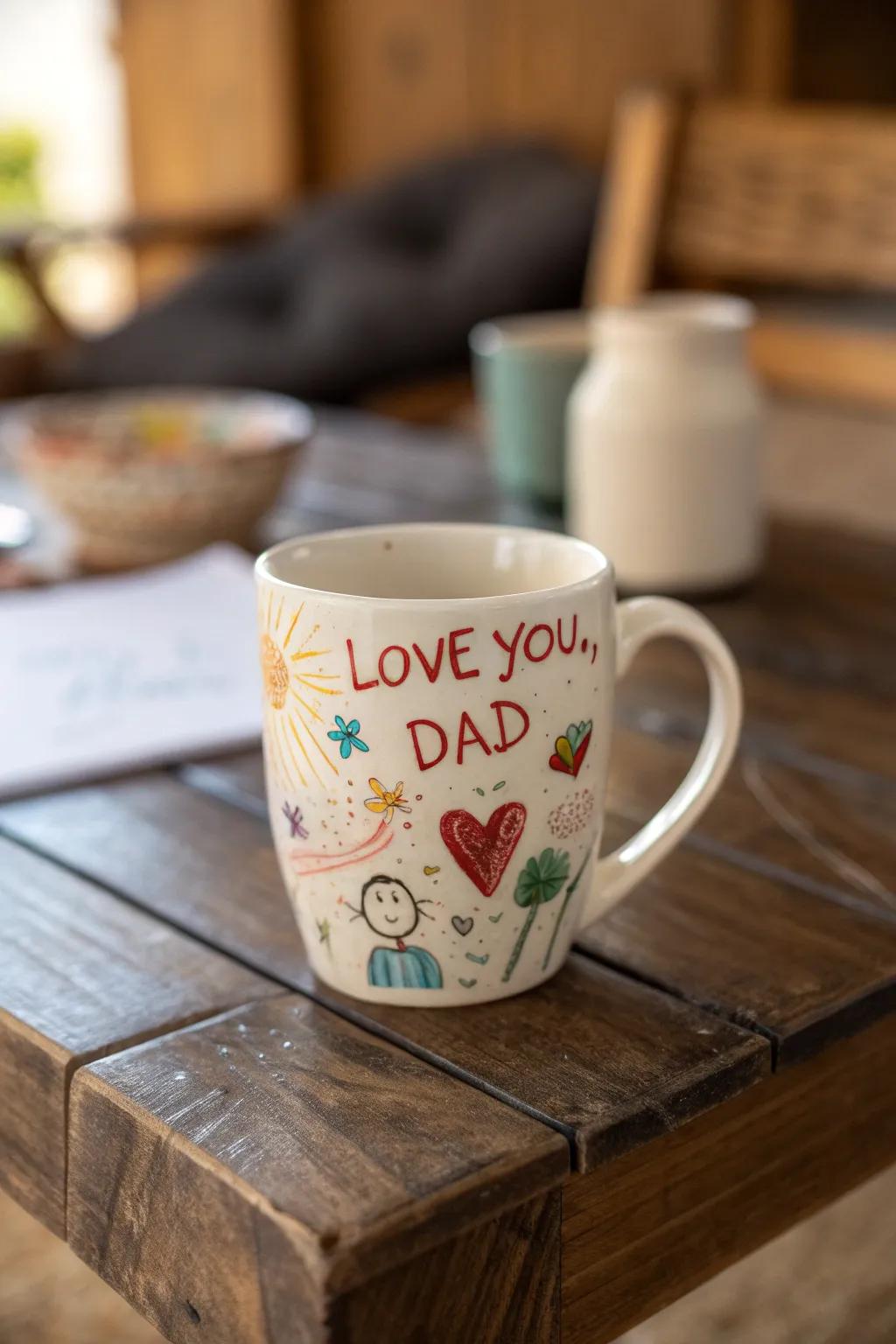 Sip in style with a mug crafted from the heart—every dad's new favorite!