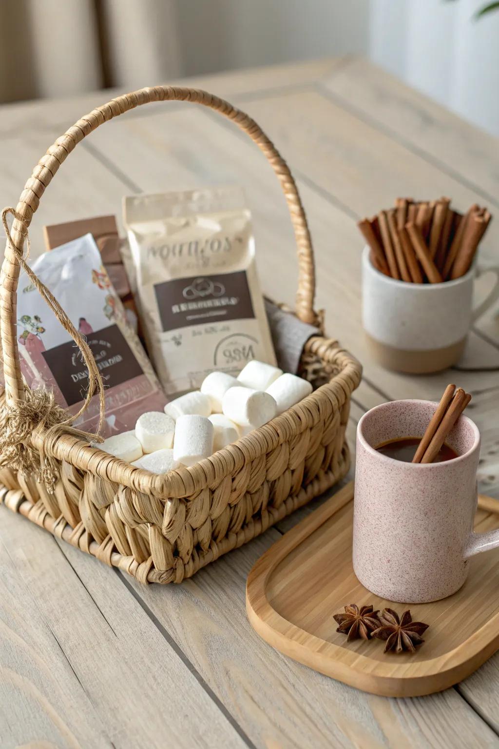 Wrap them in warmth with a cozy gift basket – the perfect blend of Scandinavian simplicity and Boho charm.