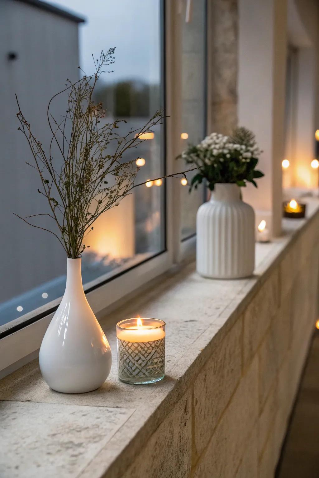 Achieve elegance with a minimalist touch on your ledge.