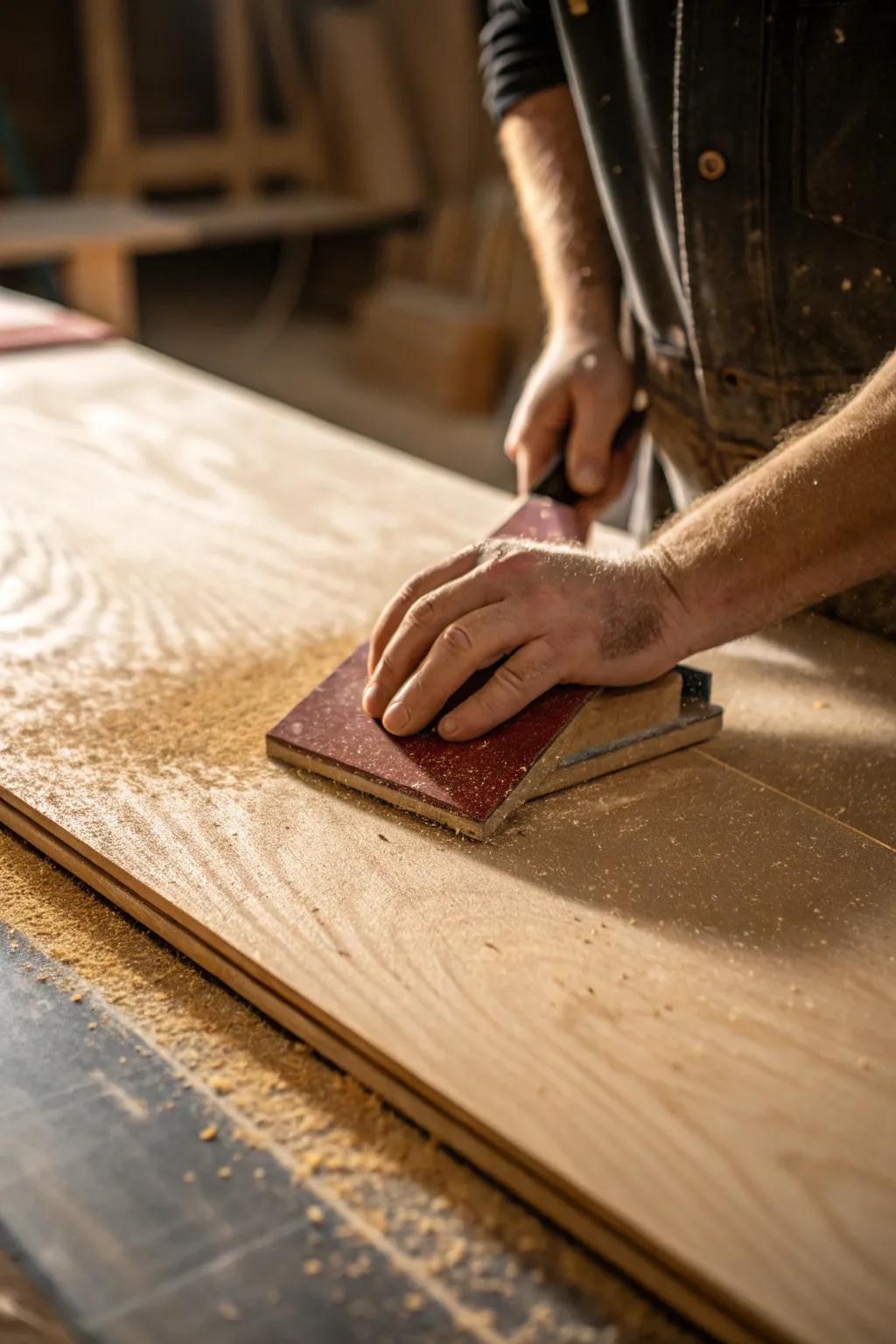 Transform your plywood into a masterpiece with the art of sanding.
