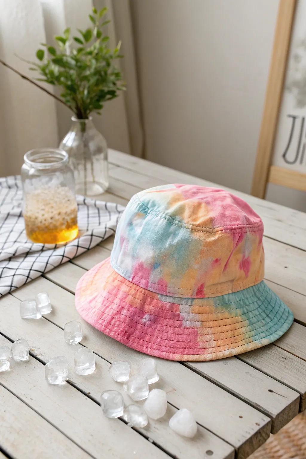 Discover the art of ice dyeing for a unique watercolor effect on your hat!
