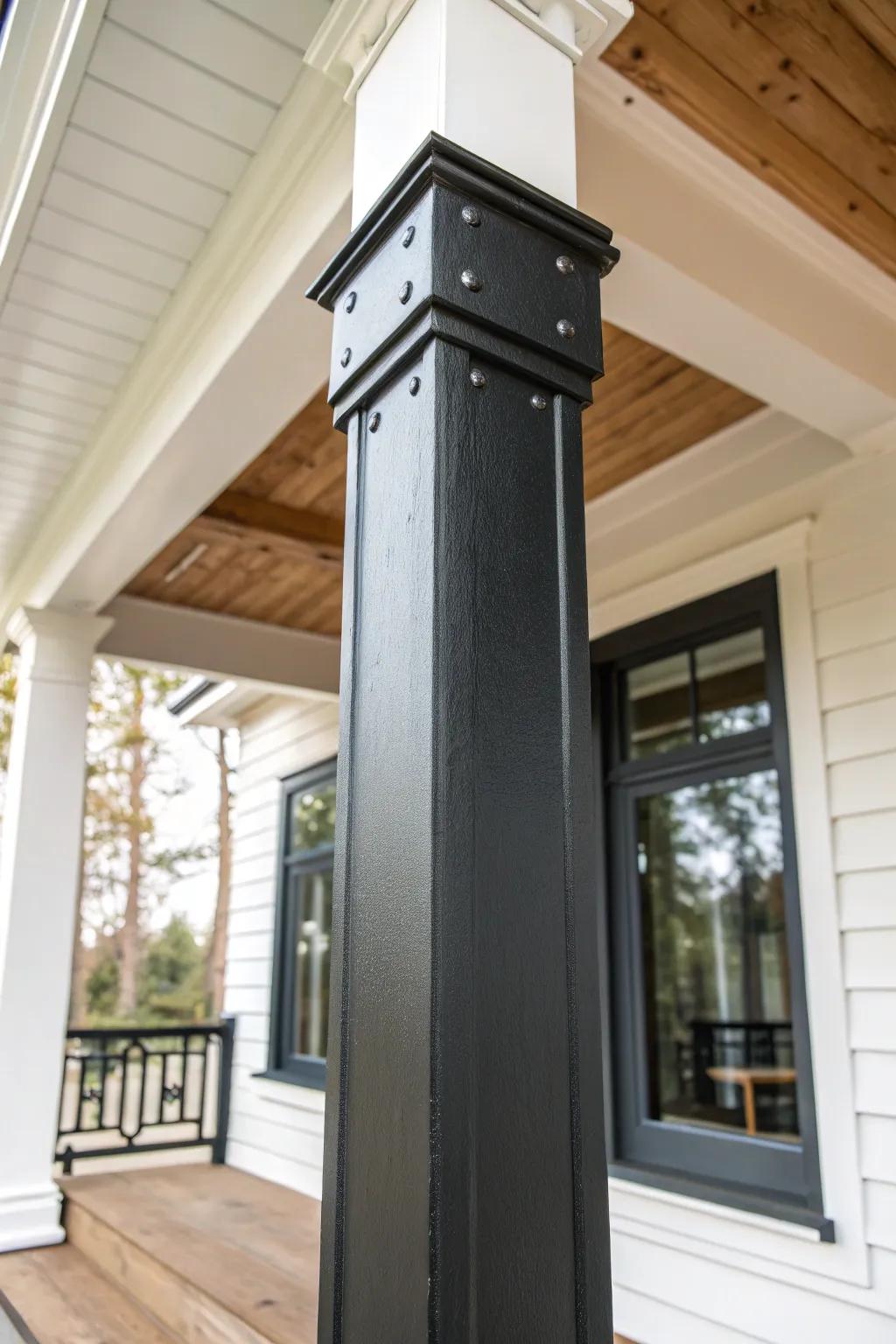 Elevate your porch with sleek metal sleeves for a minimalist and modern touch.