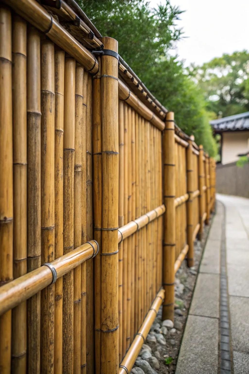 Embrace tranquility with a bamboo barricade, the perfect blend of nature and craftsmanship.