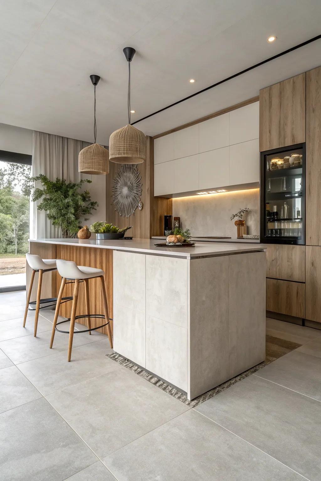 Elevate your kitchen with the elegance of large format tiles for a seamless and sophisticated look.