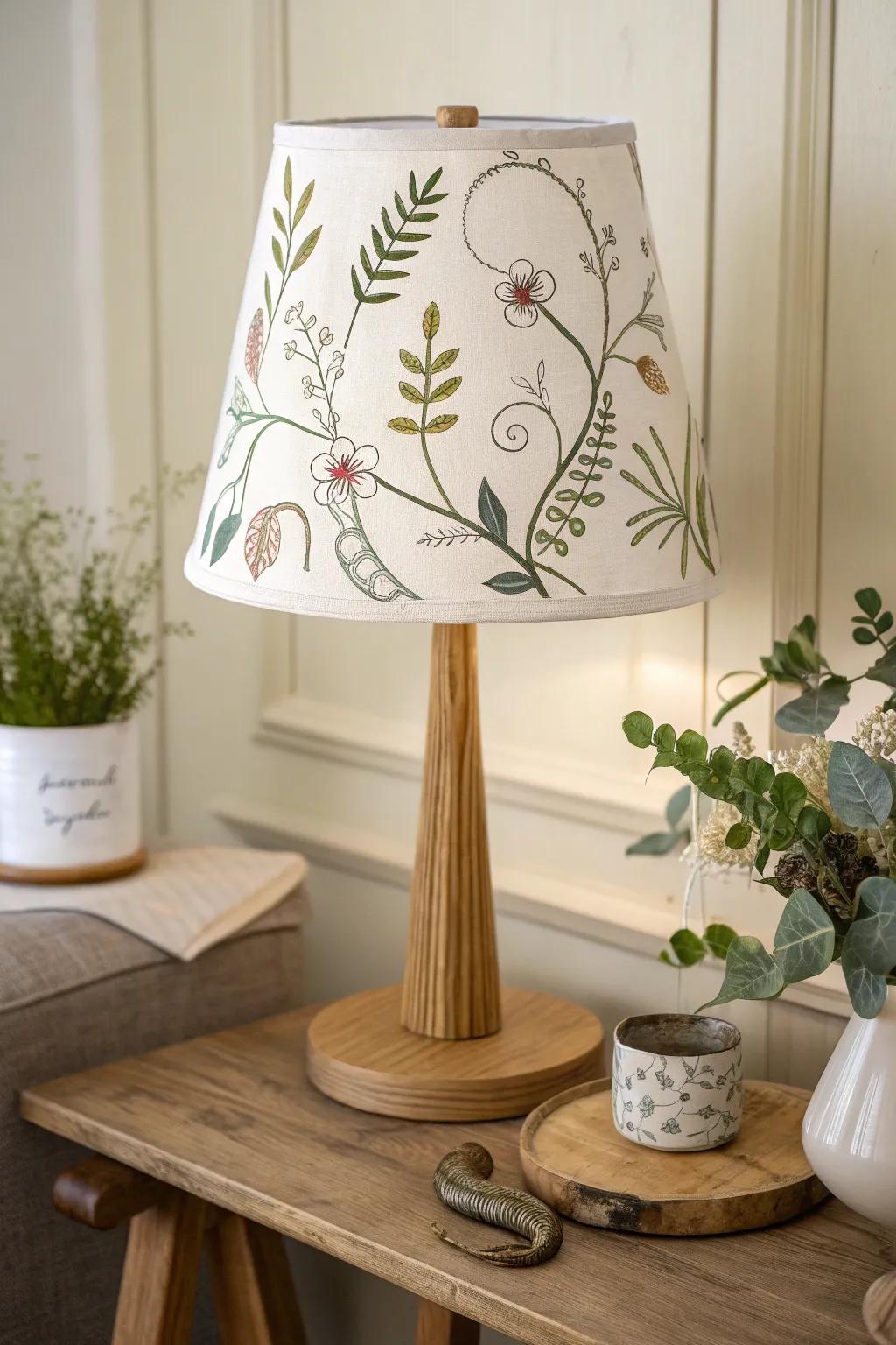 Bring nature indoors with elegant floral touches on your lampshade.