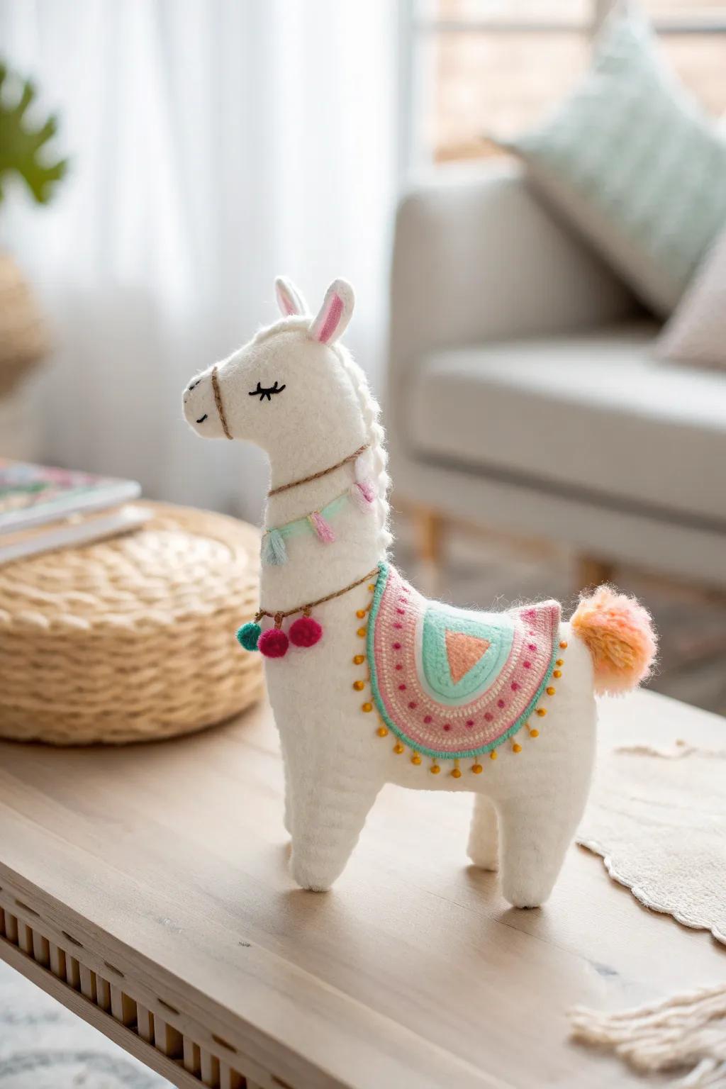 Add a touch of whimsical charm with these adorable felt llama plushies, perfect for any minimalist haven.