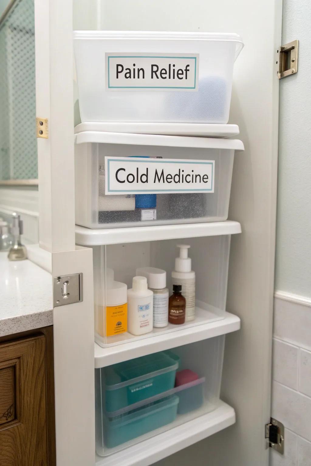 Clear labels make it easy to maintain an organized space.